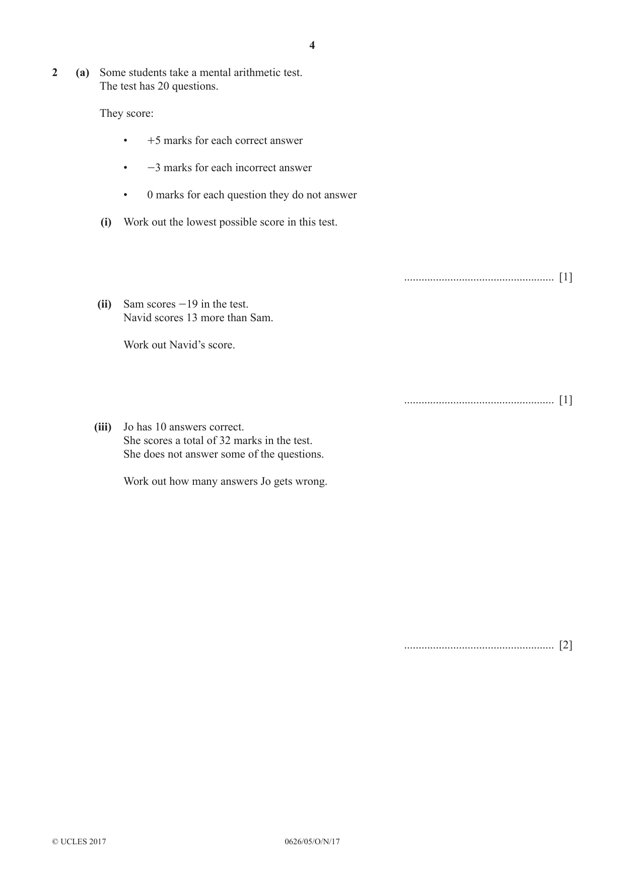 Cambridge IGCSE Mathematics (9-1) (UK only) 0626 2017 Oct/Nov Paper 5 · Variant 1 question paper, page 4 of 20