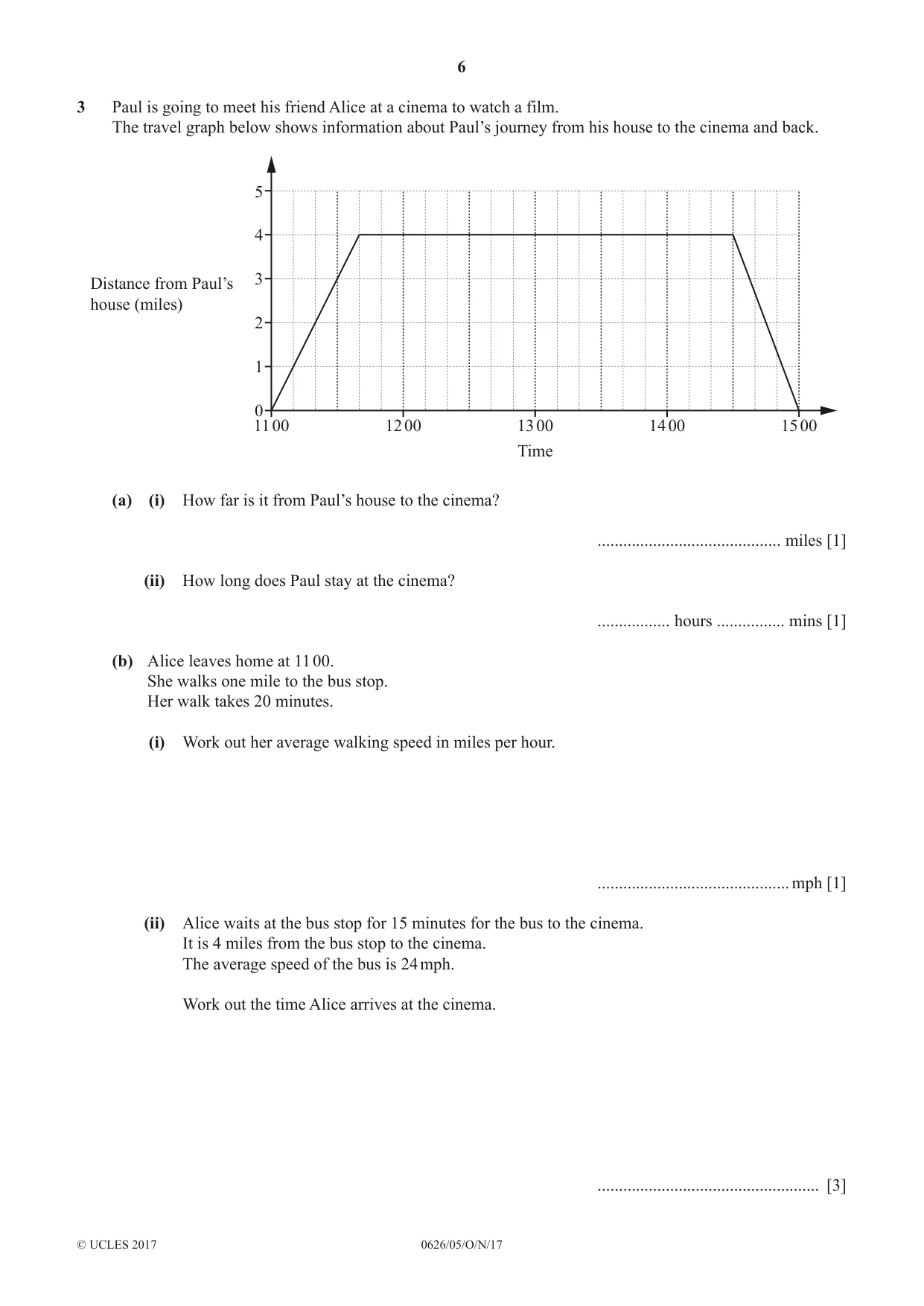 Cambridge IGCSE Mathematics (9-1) (UK only) 0626 2017 Oct/Nov Paper 5 · Variant 1 question paper, page 6 of 20