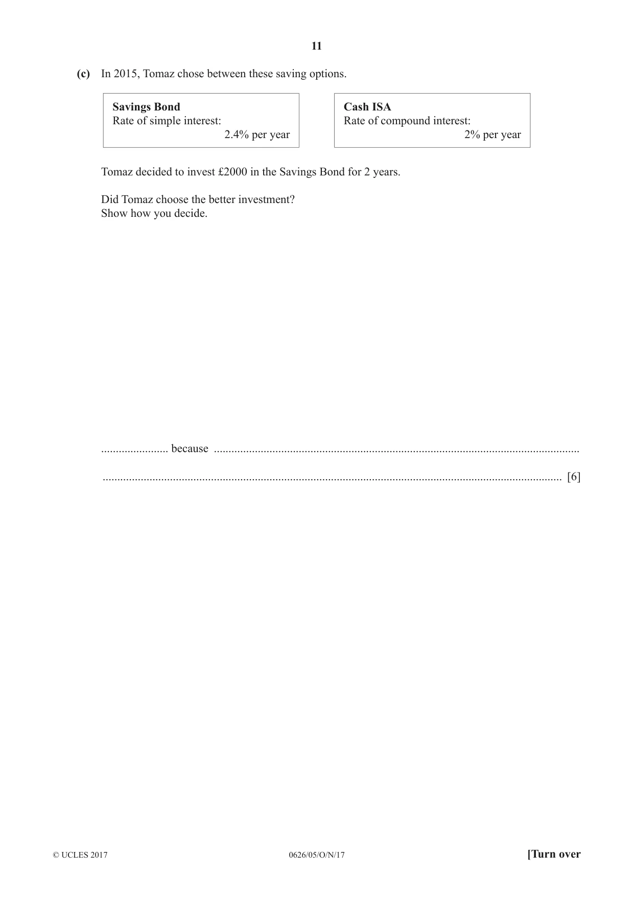Cambridge IGCSE Mathematics (9-1) (UK only) 0626 2017 Oct/Nov Paper 5 · Variant 1 question paper, page 11 of 20