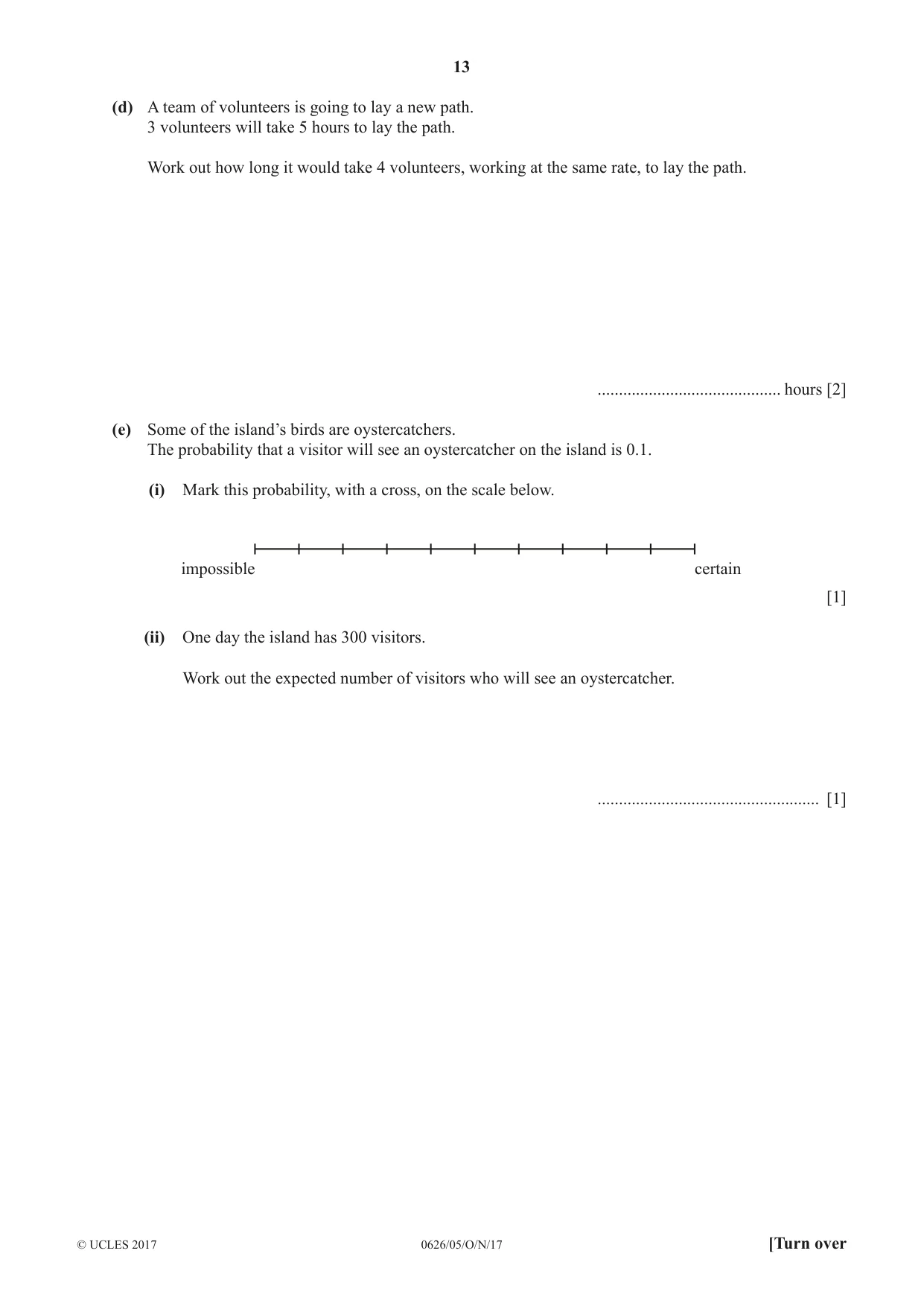 Cambridge IGCSE Mathematics (9-1) (UK only) 0626 2017 Oct/Nov Paper 5 · Variant 1 question paper, page 13 of 20