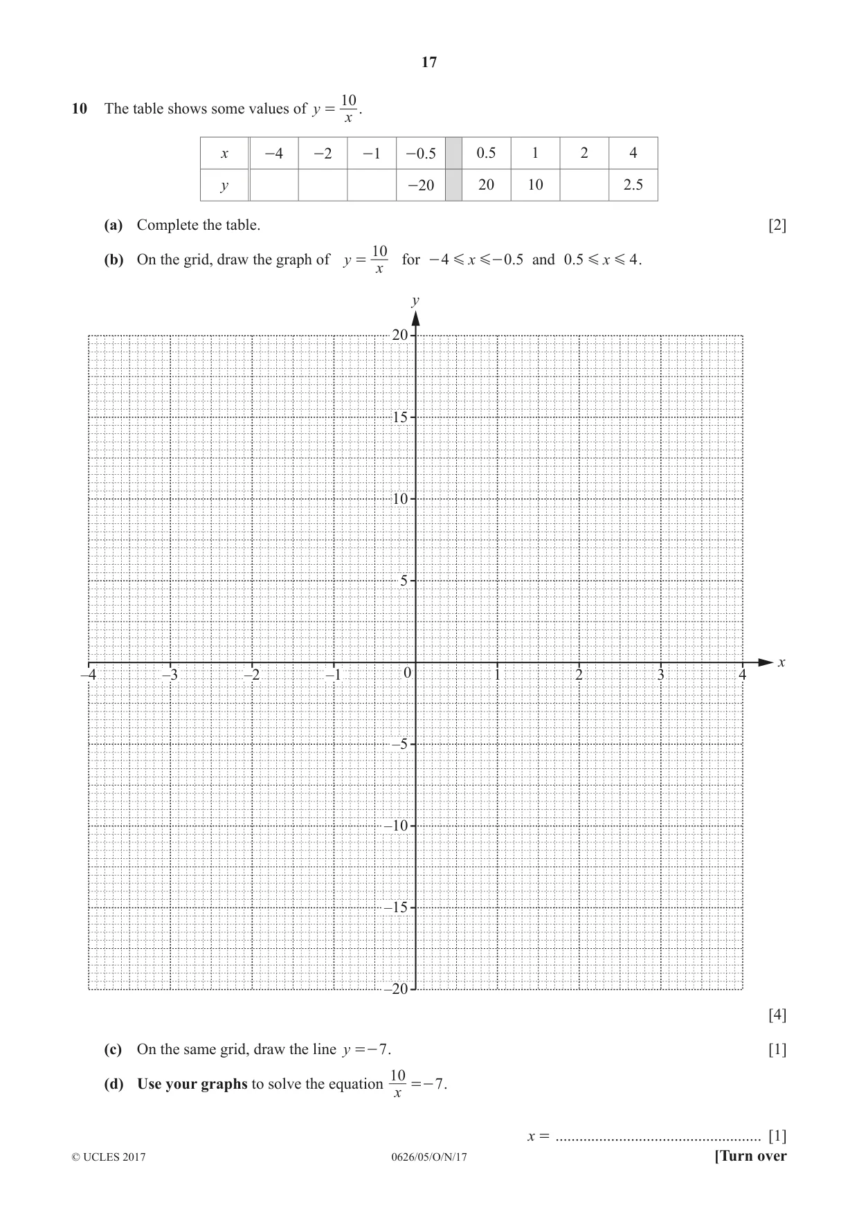 Cambridge IGCSE Mathematics (9-1) (UK only) 0626 2017 Oct/Nov Paper 5 · Variant 1 question paper, page 17 of 20