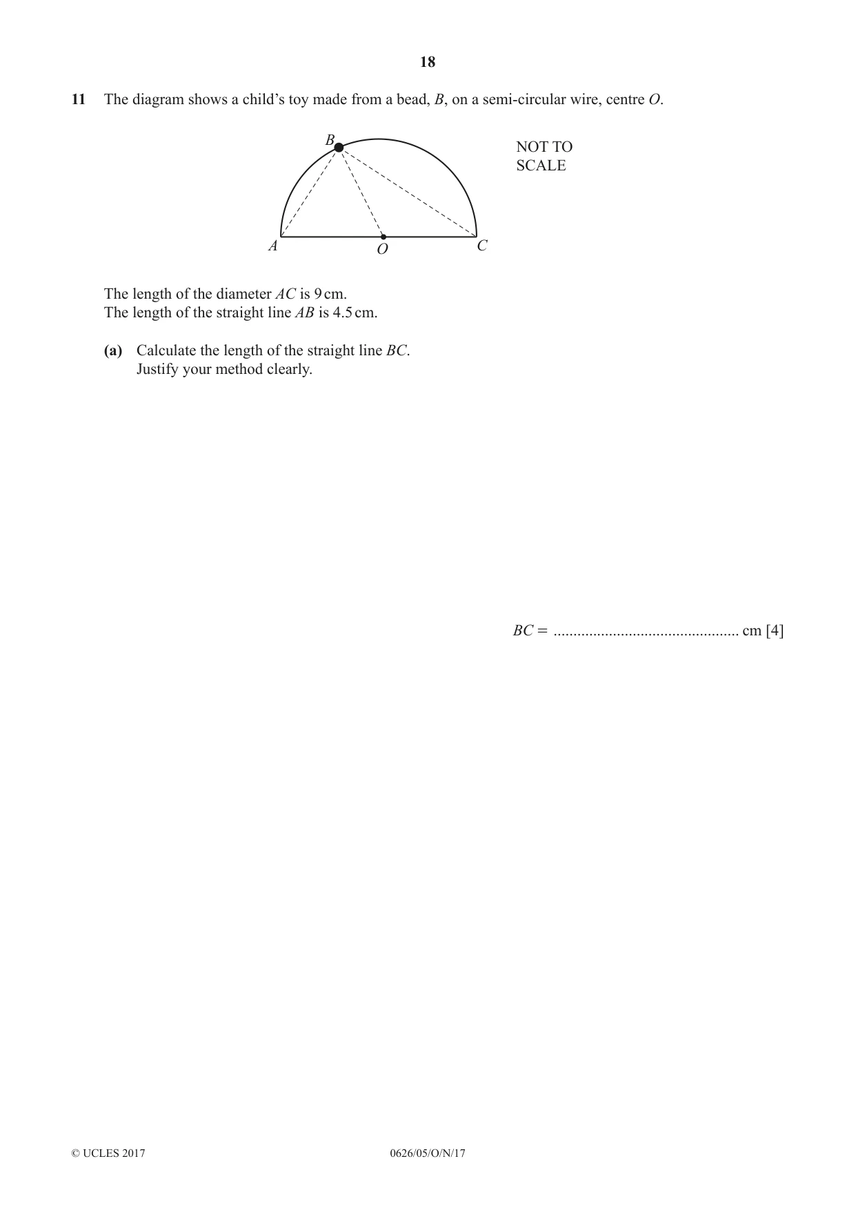 Cambridge IGCSE Mathematics (9-1) (UK only) 0626 2017 Oct/Nov Paper 5 · Variant 1 question paper, page 18 of 20