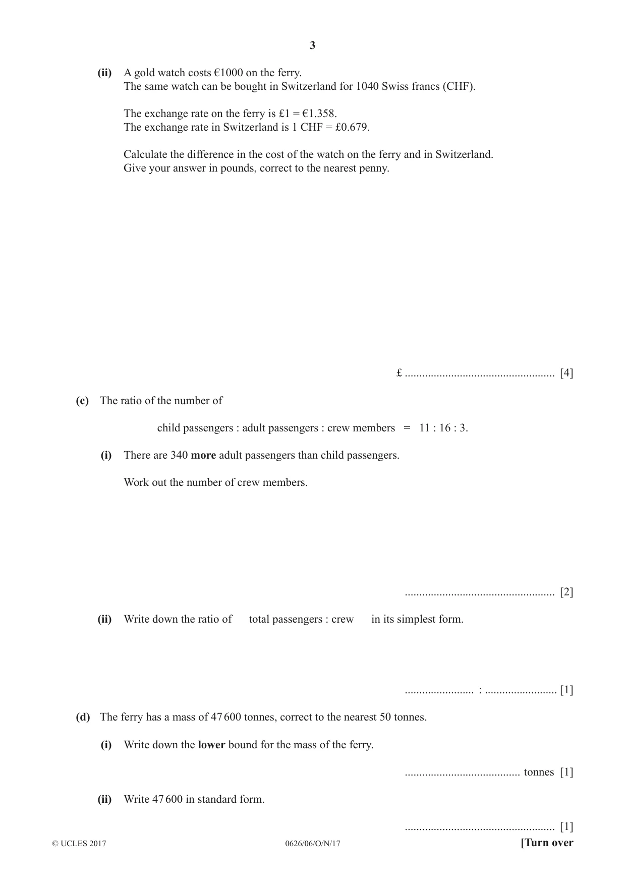 Cambridge IGCSE Mathematics (9-1) (UK only) 0626 2017 Oct/Nov Paper 6 · Variant 1 question paper, page 3 of 16