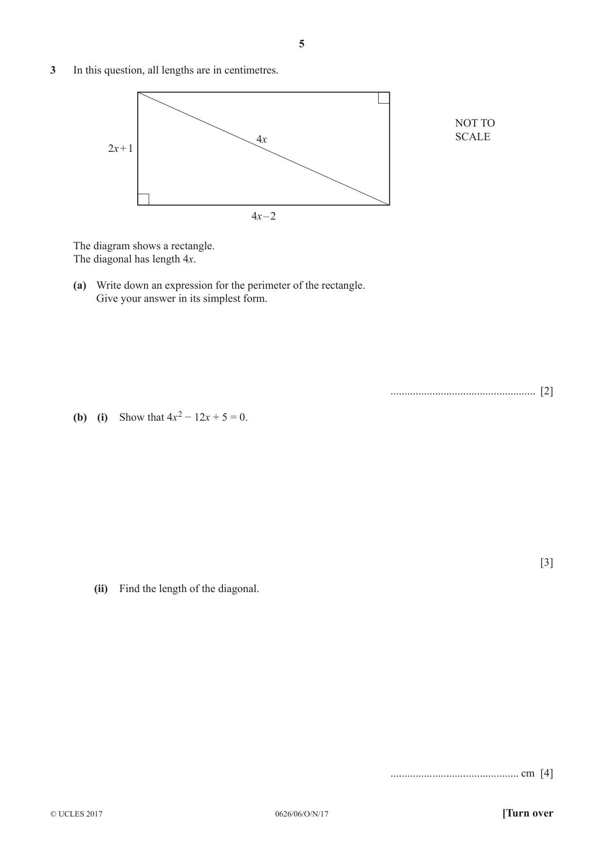 Cambridge IGCSE Mathematics (9-1) (UK only) 0626 2017 Oct/Nov Paper 6 · Variant 1 question paper, page 5 of 16