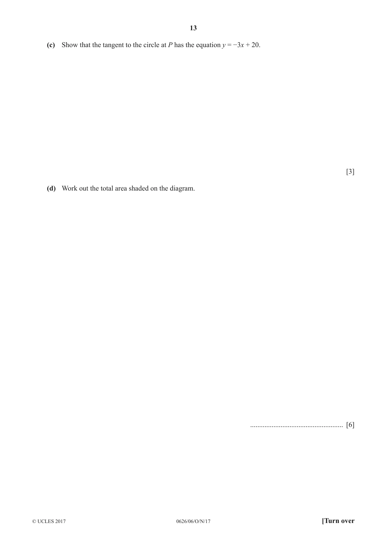 Cambridge IGCSE Mathematics (9-1) (UK only) 0626 2017 Oct/Nov Paper 6 · Variant 1 question paper, page 13 of 16