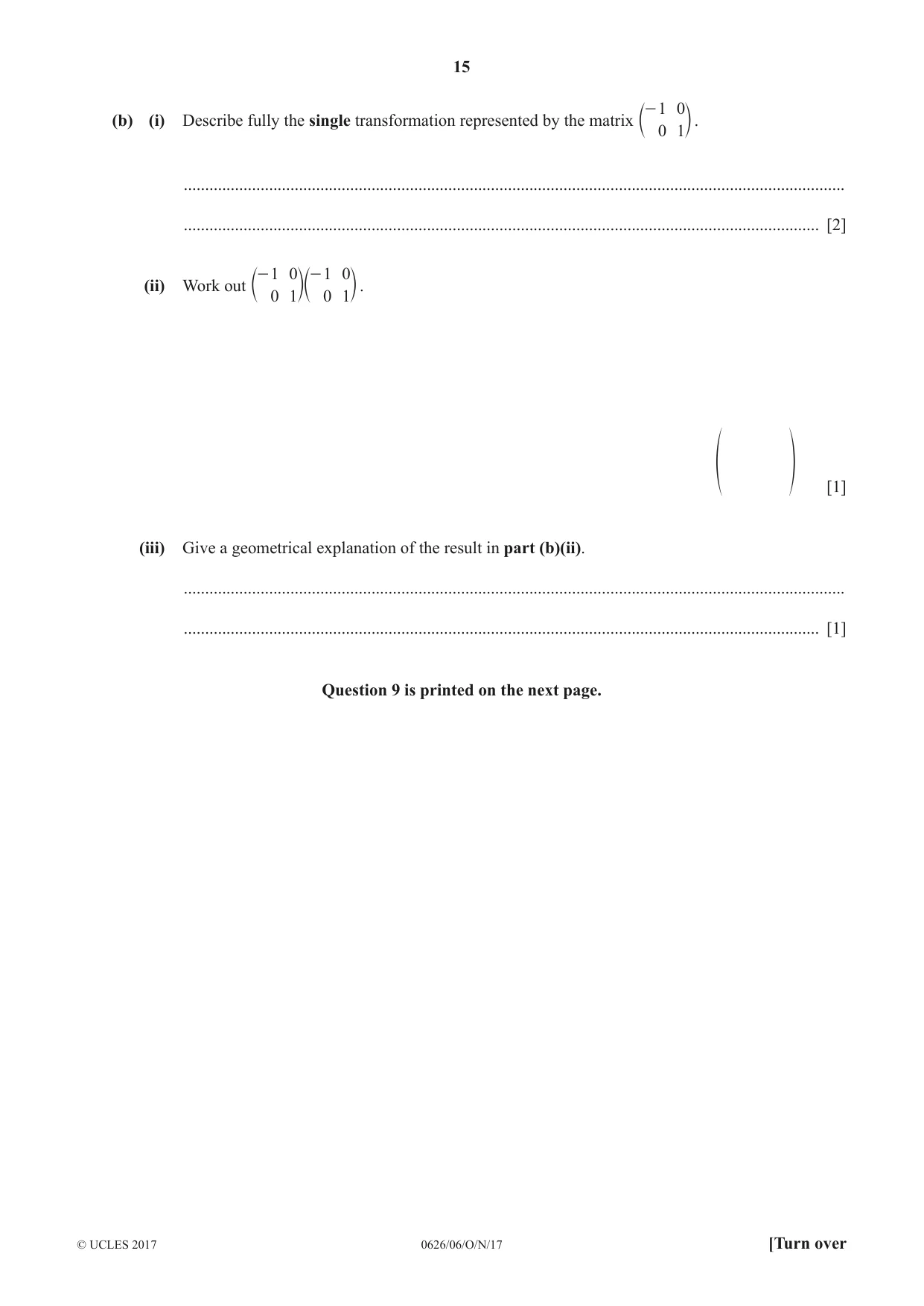 Cambridge IGCSE Mathematics (9-1) (UK only) 0626 2017 Oct/Nov Paper 6 · Variant 1 question paper, page 15 of 16
