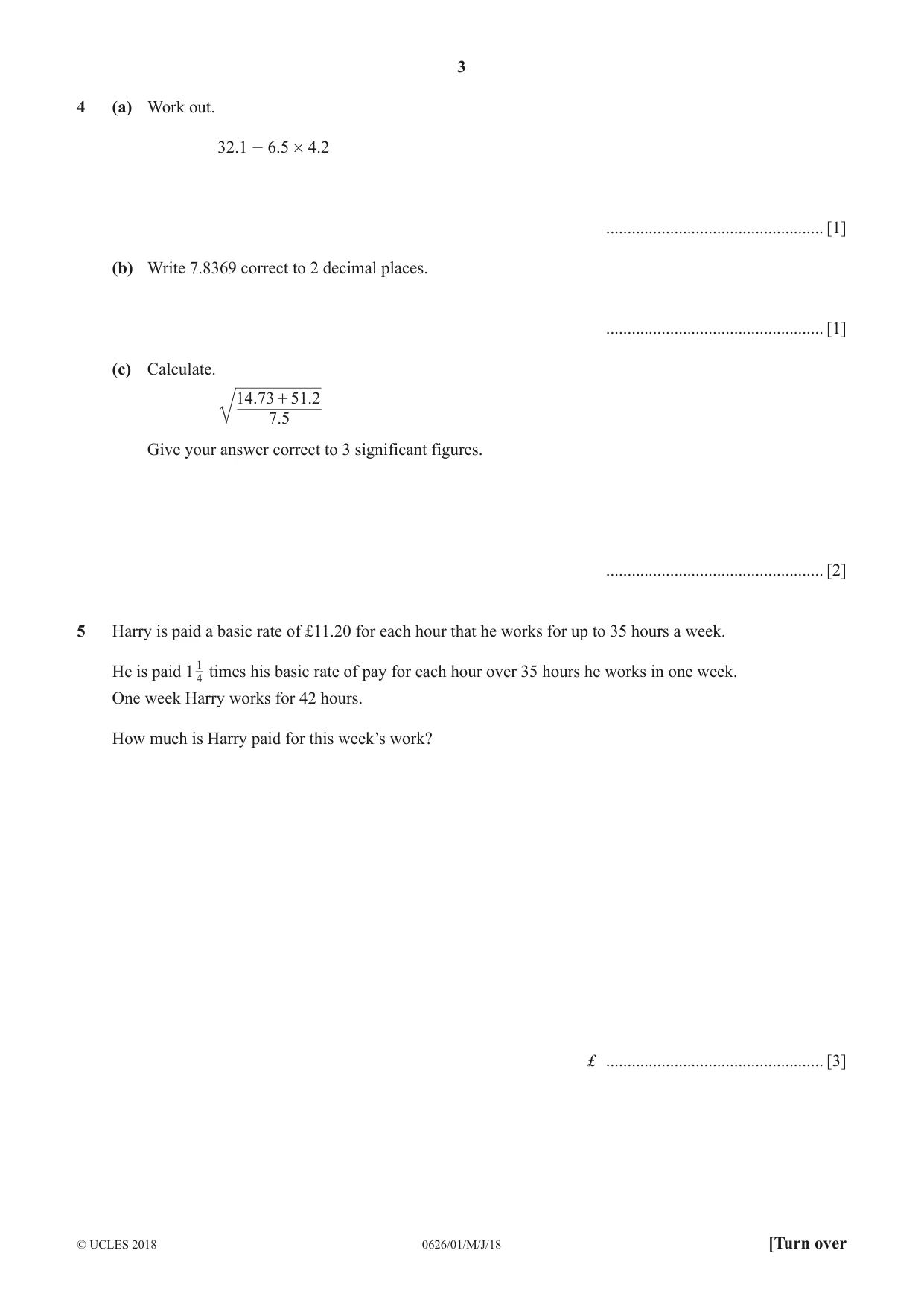 Cambridge IGCSE Mathematics (9-1) (UK only) 0626 2018 May/June Paper 1 · Variant 0 question paper, page 3 of 16