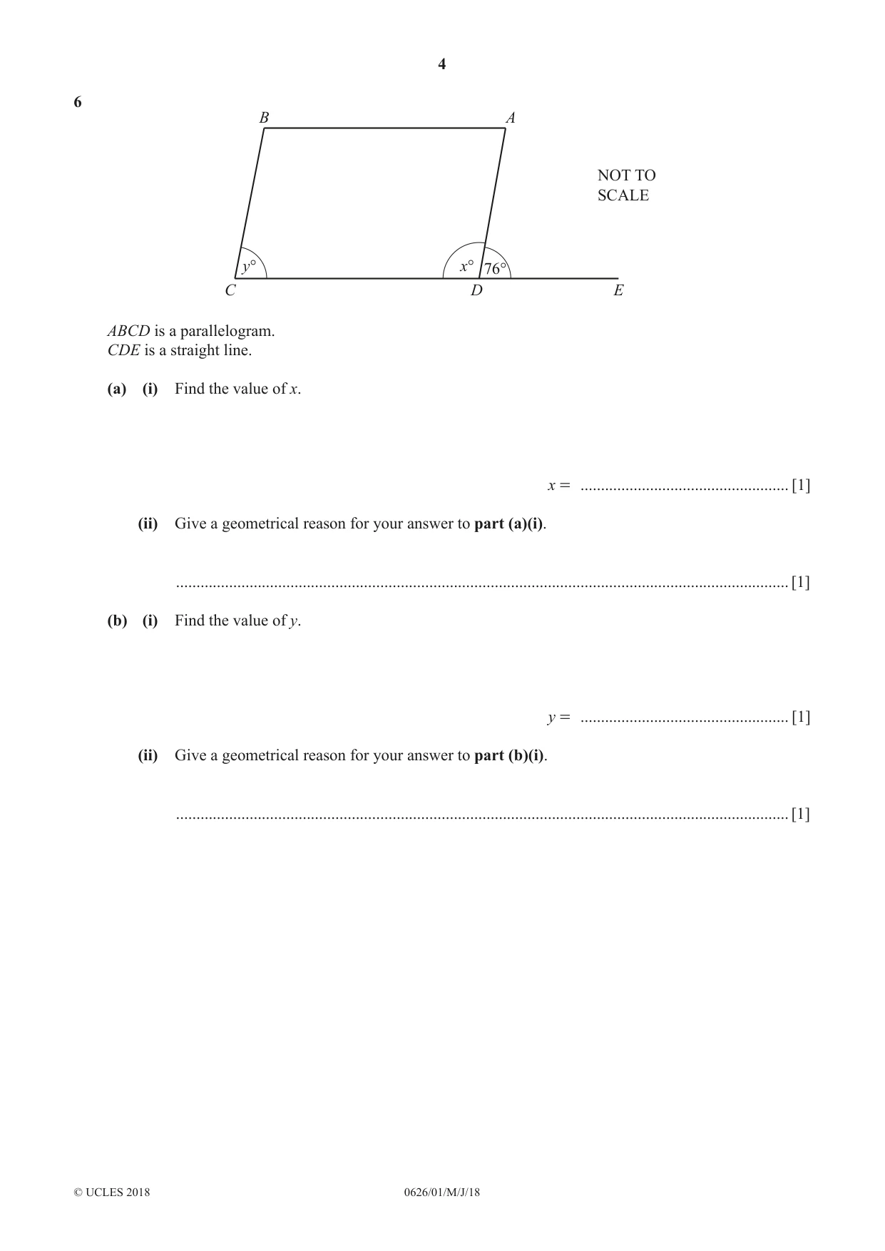 Cambridge IGCSE Mathematics (9-1) (UK only) 0626 2018 May/June Paper 1 · Variant 0 question paper, page 4 of 16