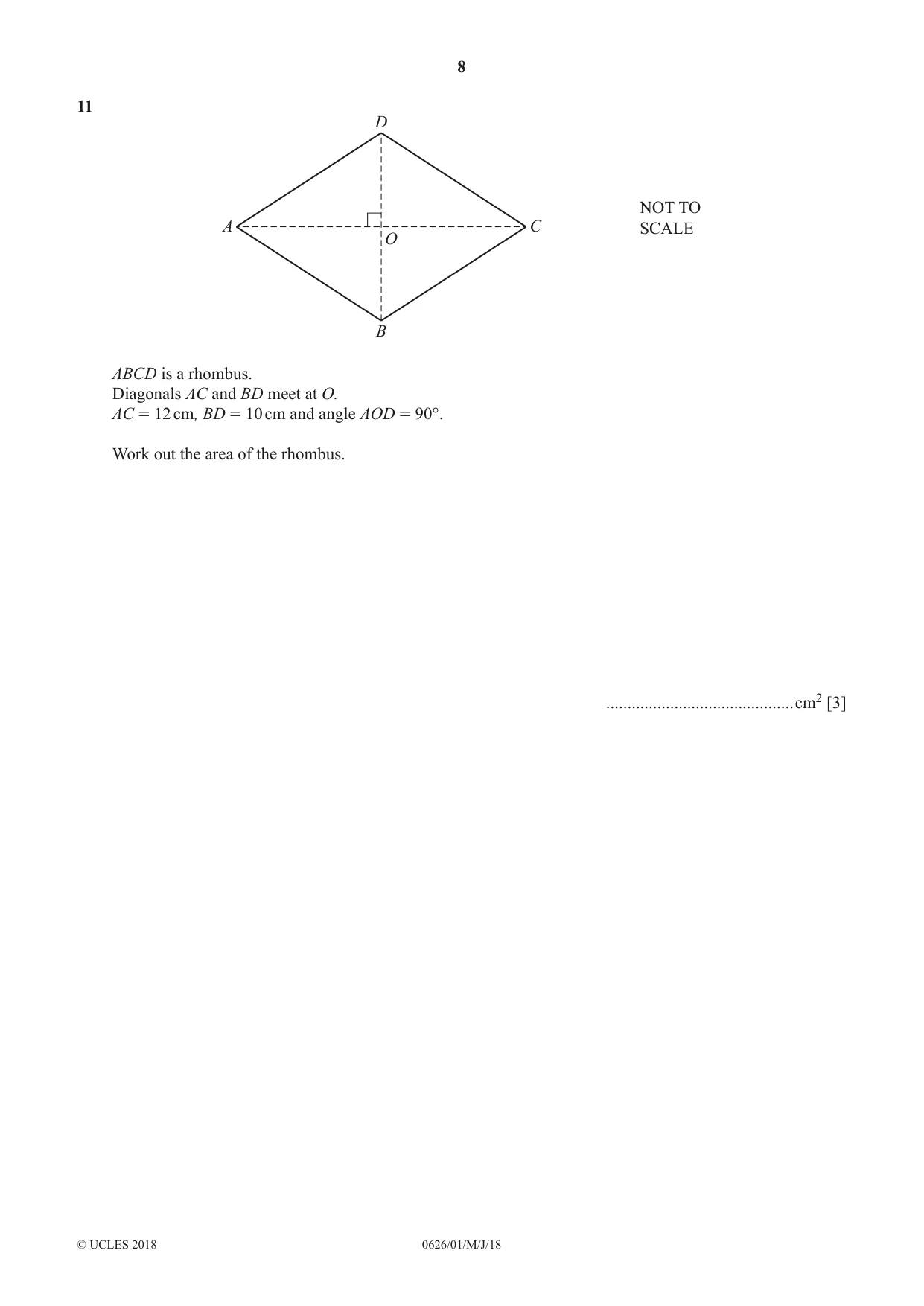 Cambridge IGCSE Mathematics (9-1) (UK only) 0626 2018 May/June Paper 1 · Variant 0 question paper, page 8 of 16
