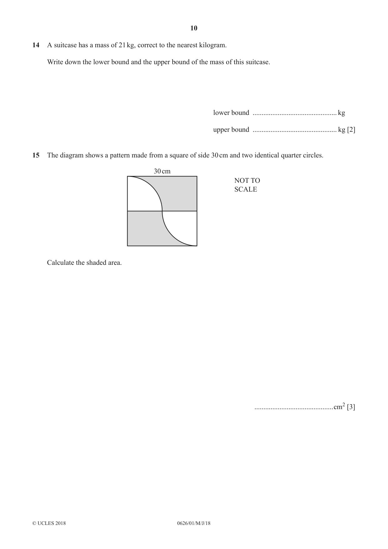 Cambridge IGCSE Mathematics (9-1) (UK only) 0626 2018 May/June Paper 1 · Variant 0 question paper, page 10 of 16