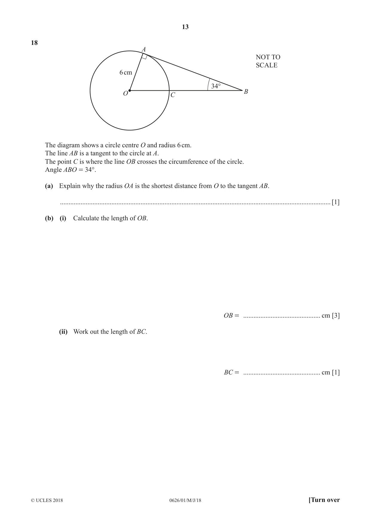 Cambridge IGCSE Mathematics (9-1) (UK only) 0626 2018 May/June Paper 1 · Variant 0 question paper, page 13 of 16