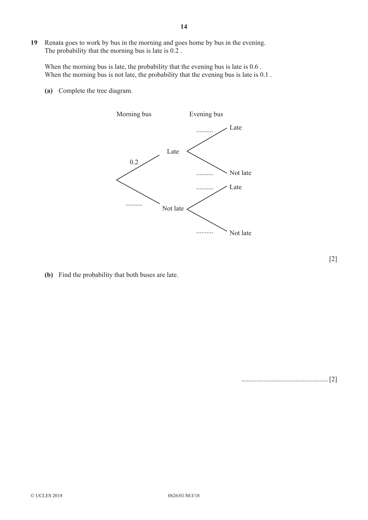 Cambridge IGCSE Mathematics (9-1) (UK only) 0626 2018 May/June Paper 1 · Variant 0 question paper, page 14 of 16