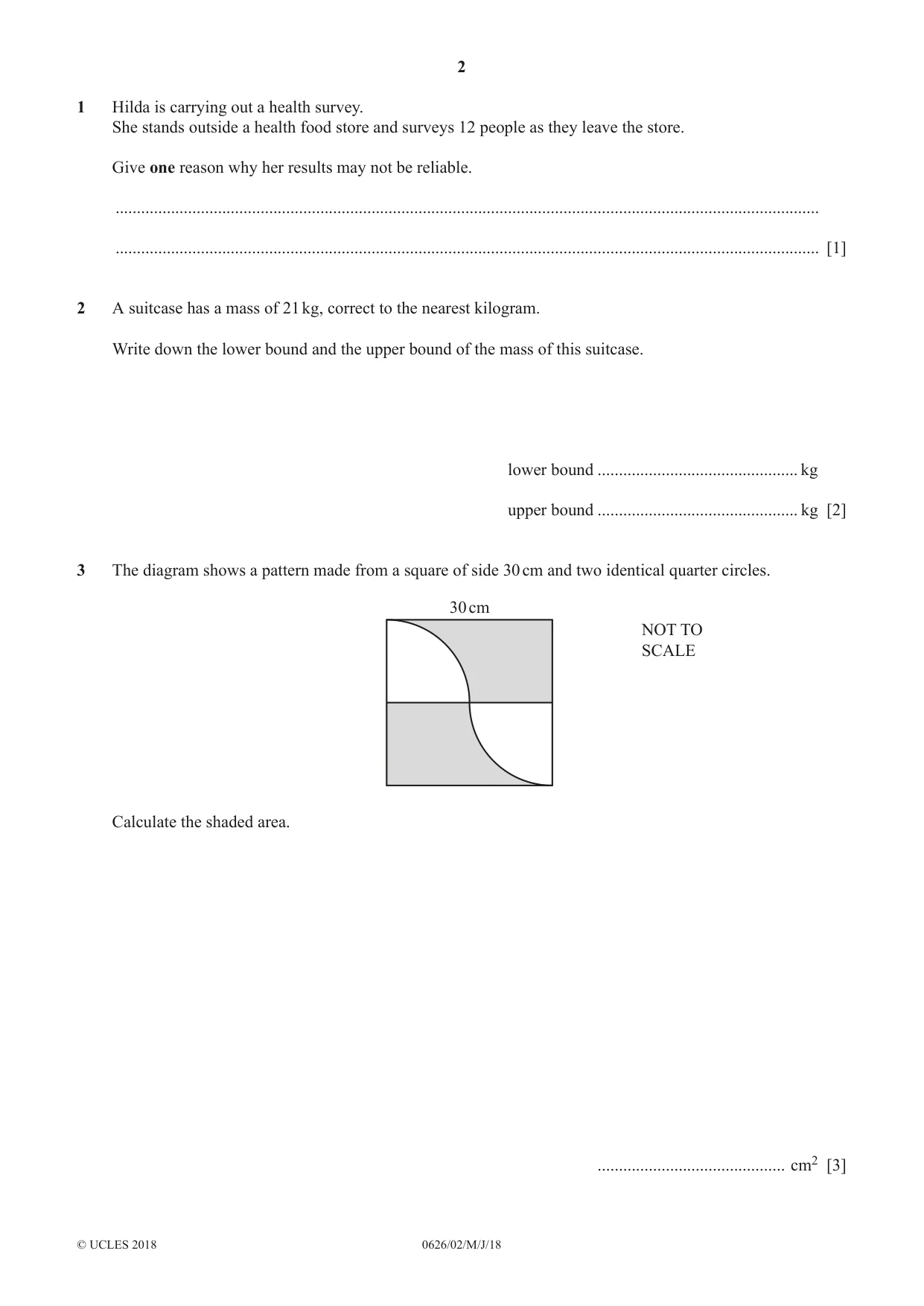 Cambridge IGCSE Mathematics (9-1) (UK only) 0626 2018 May/June Paper 2 · Variant 0 question paper, page 2 of 16