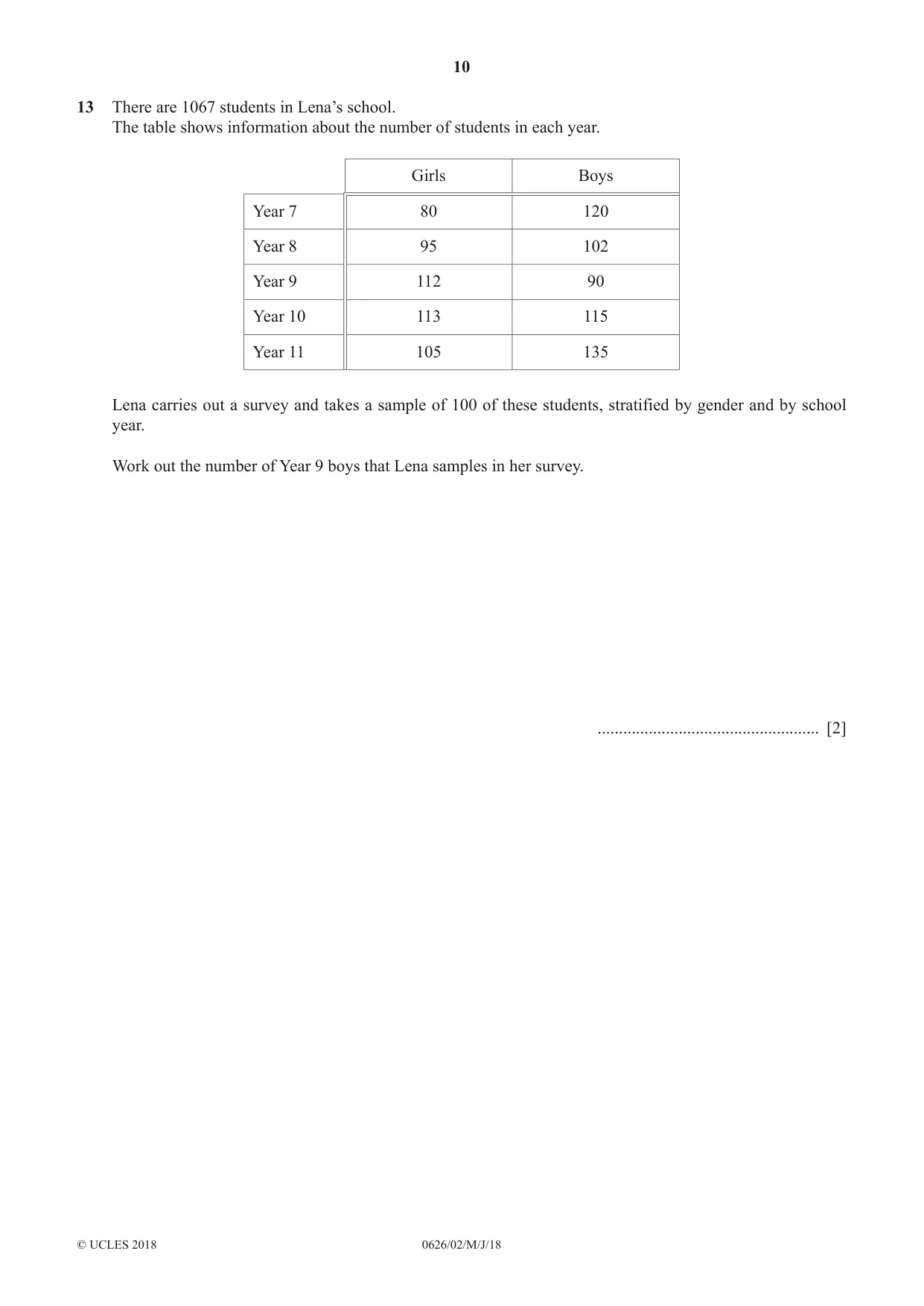 Cambridge IGCSE Mathematics (9-1) (UK only) 0626 2018 May/June Paper 2 · Variant 0 question paper, page 10 of 16
