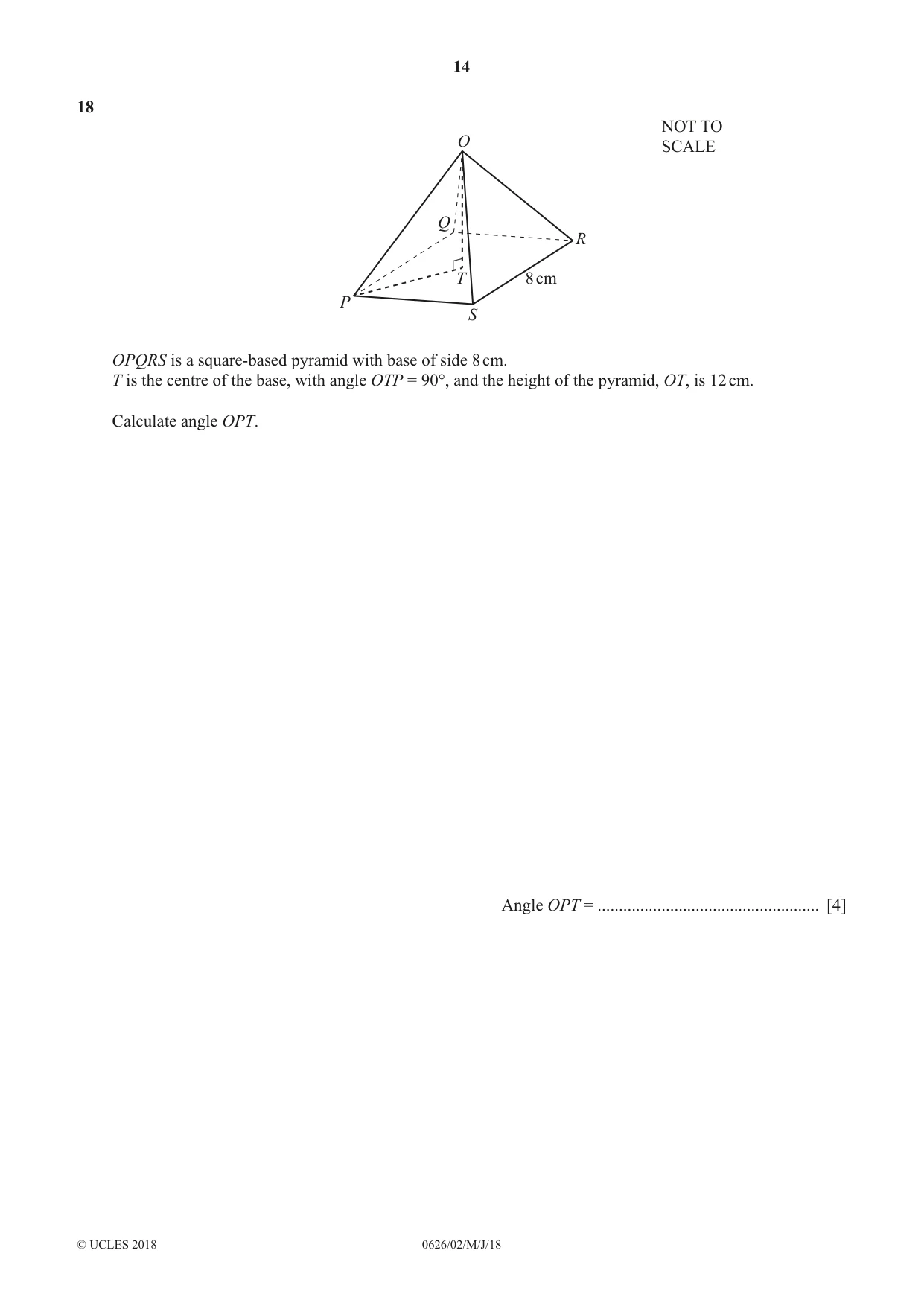Cambridge IGCSE Mathematics (9-1) (UK only) 0626 2018 May/June Paper 2 · Variant 0 question paper, page 14 of 16