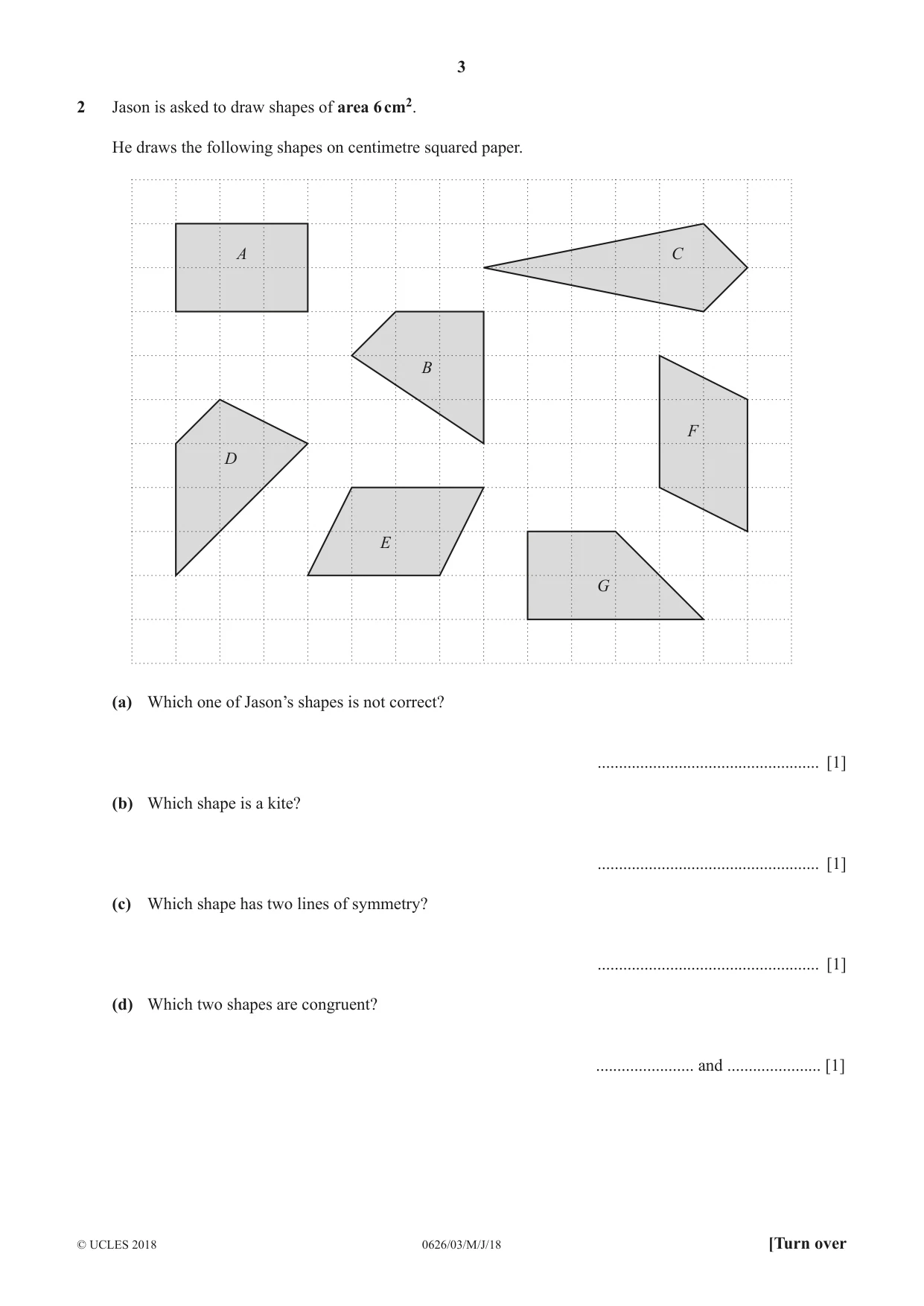 Cambridge IGCSE Mathematics (9-1) (UK only) 0626 2018 May/June Paper 3 · Variant 0 question paper, page 3 of 20