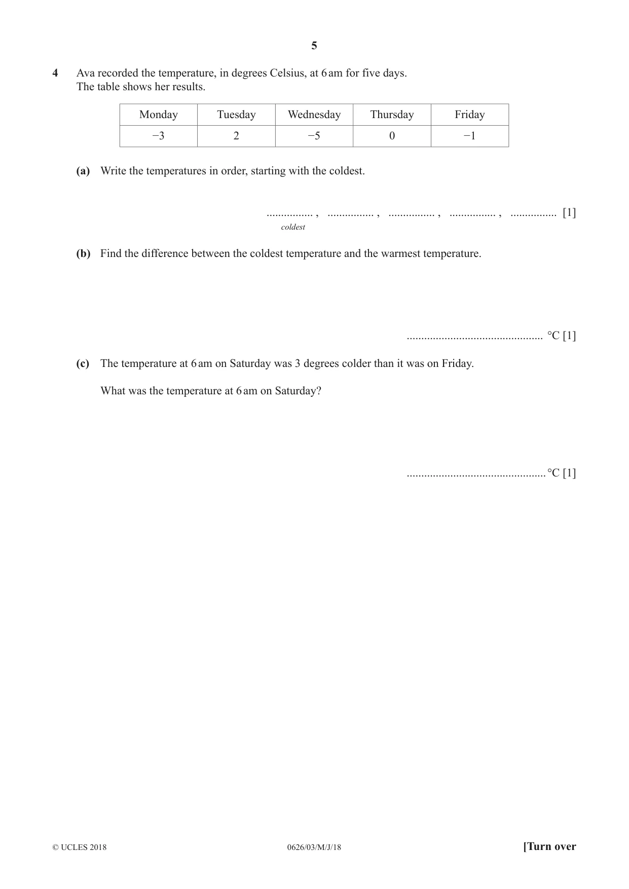 Cambridge IGCSE Mathematics (9-1) (UK only) 0626 2018 May/June Paper 3 · Variant 0 question paper, page 5 of 20