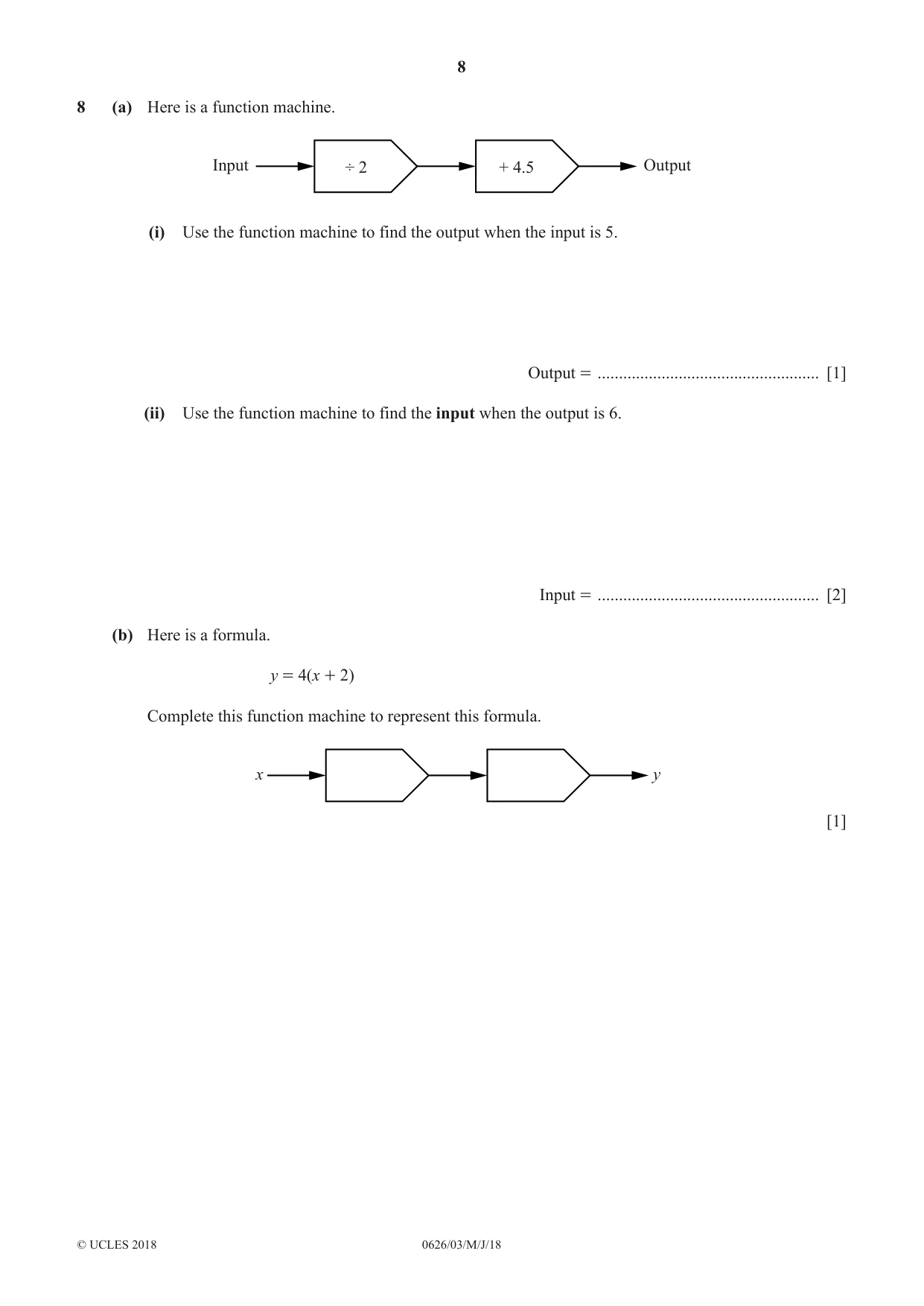 Cambridge IGCSE Mathematics (9-1) (UK only) 0626 2018 May/June Paper 3 · Variant 0 question paper, page 8 of 20