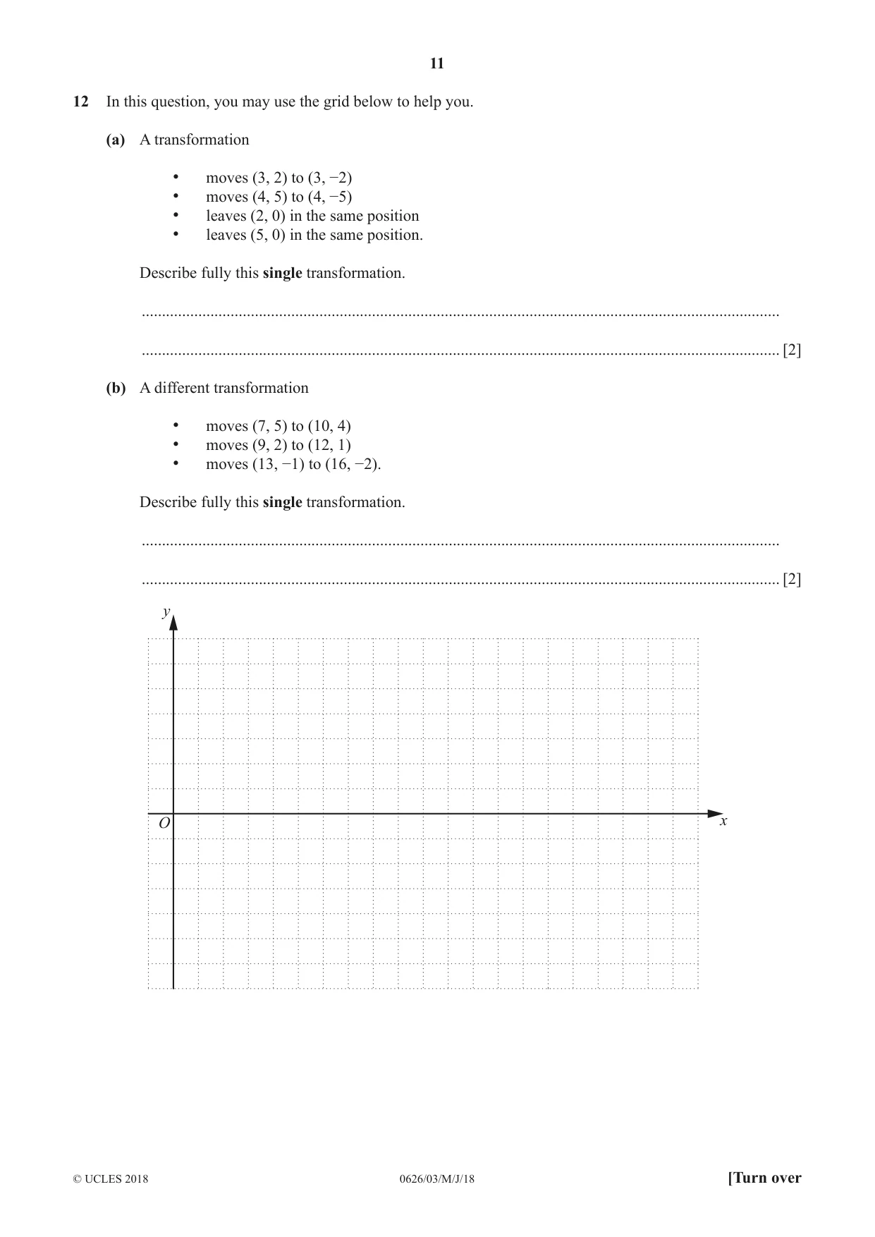 Cambridge IGCSE Mathematics (9-1) (UK only) 0626 2018 May/June Paper 3 · Variant 0 question paper, page 11 of 20