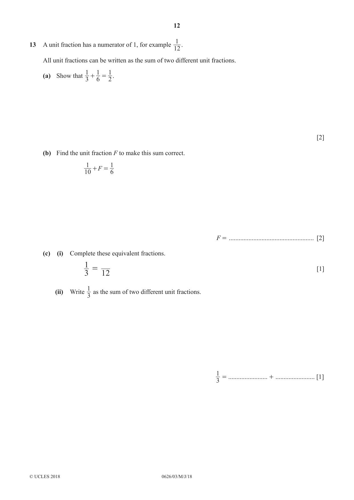 Cambridge IGCSE Mathematics (9-1) (UK only) 0626 2018 May/June Paper 3 · Variant 0 question paper, page 12 of 20