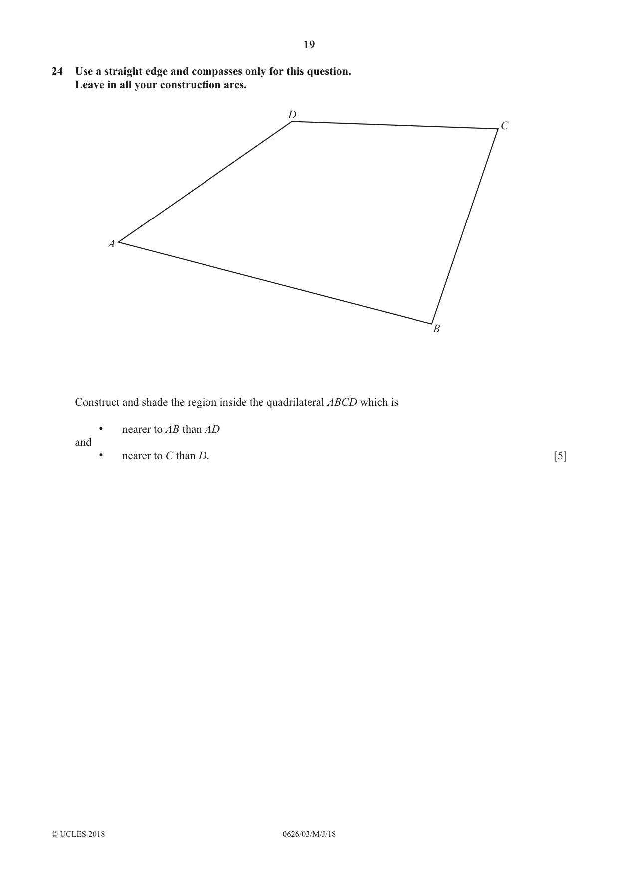Cambridge IGCSE Mathematics (9-1) (UK only) 0626 2018 May/June Paper 3 · Variant 0 question paper, page 19 of 20