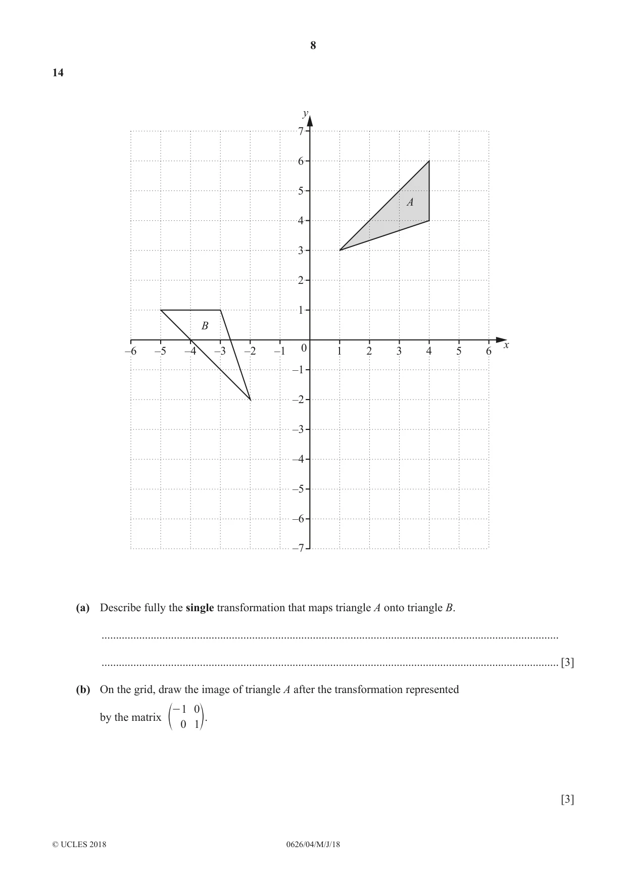 Cambridge IGCSE Mathematics (9-1) (UK only) 0626 2018 May/June Paper 4 · Variant 0 question paper, page 8 of 16
