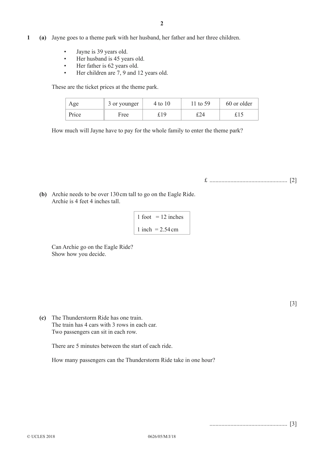 Cambridge IGCSE Mathematics (9-1) (UK only) 0626 2018 May/June Paper 5 · Variant 0 question paper, page 2 of 16