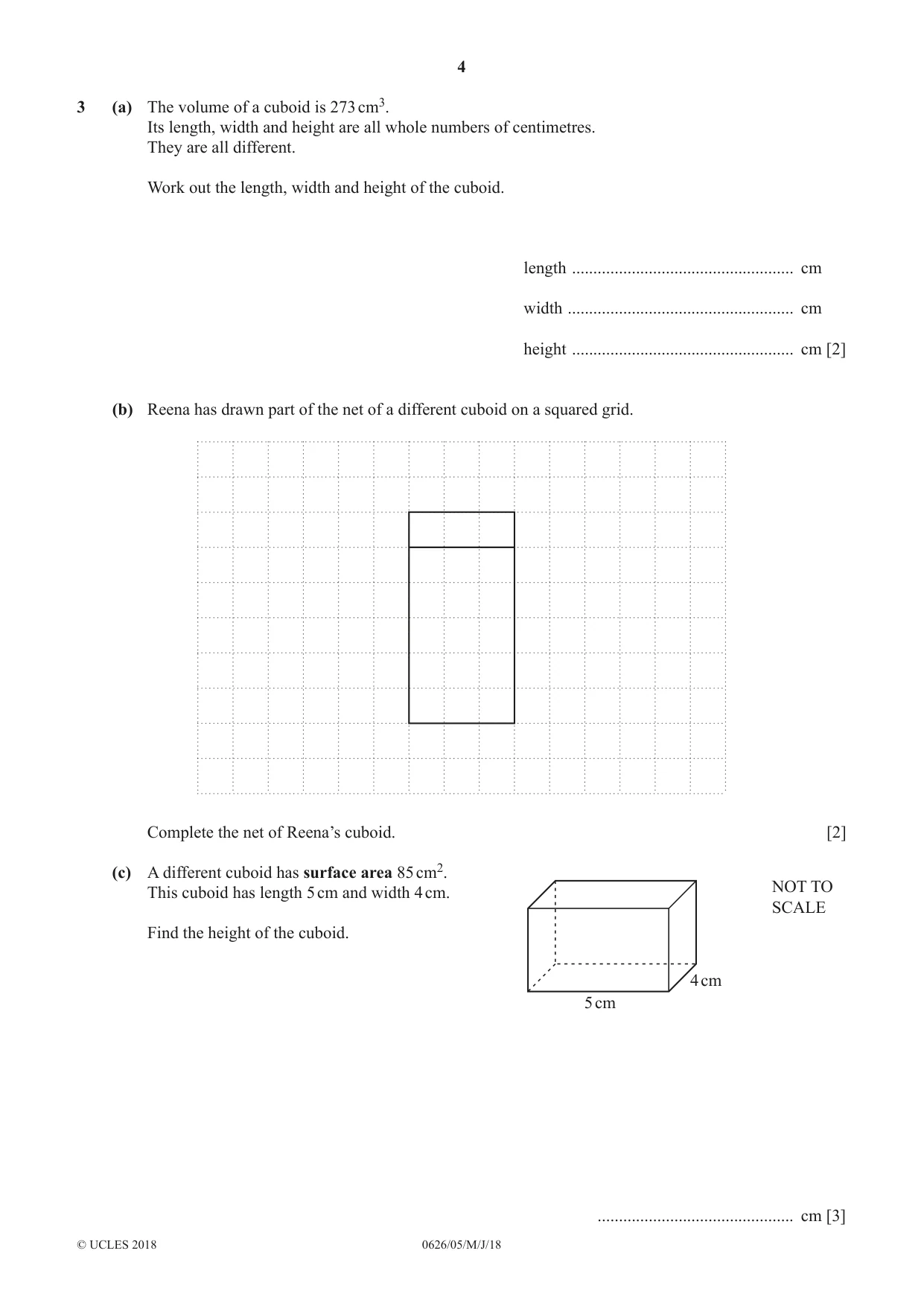 Cambridge IGCSE Mathematics (9-1) (UK only) 0626 2018 May/June Paper 5 · Variant 0 question paper, page 4 of 16