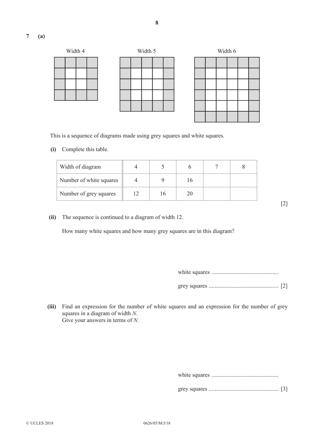 Cambridge IGCSE Mathematics (9-1) (UK only) 0626 2018 May/June Paper 5 · Variant 0 question paper, page 8 of 16