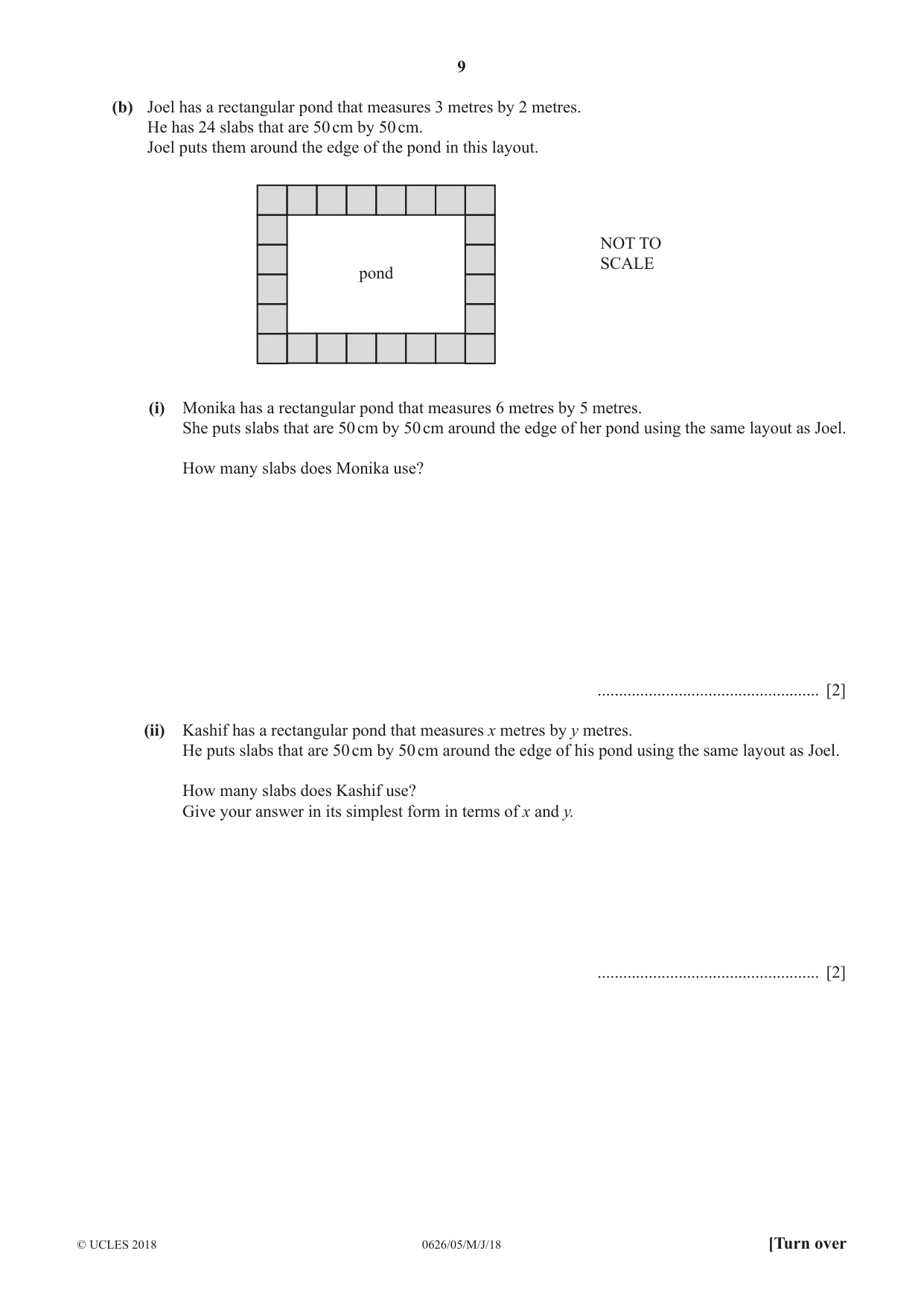 Cambridge IGCSE Mathematics (9-1) (UK only) 0626 2018 May/June Paper 5 · Variant 0 question paper, page 9 of 16