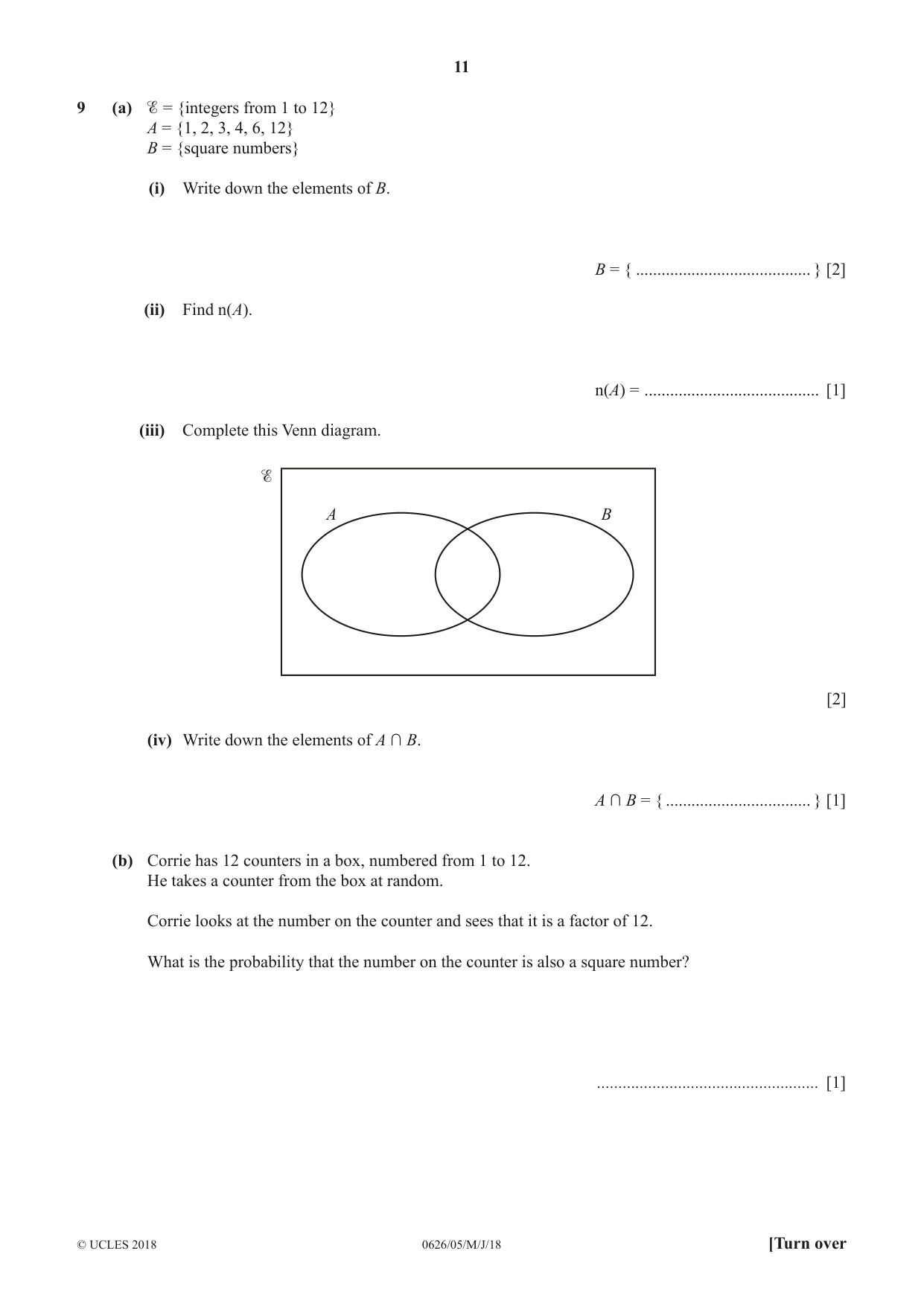 Cambridge IGCSE Mathematics (9-1) (UK only) 0626 2018 May/June Paper 5 · Variant 0 question paper, page 11 of 16