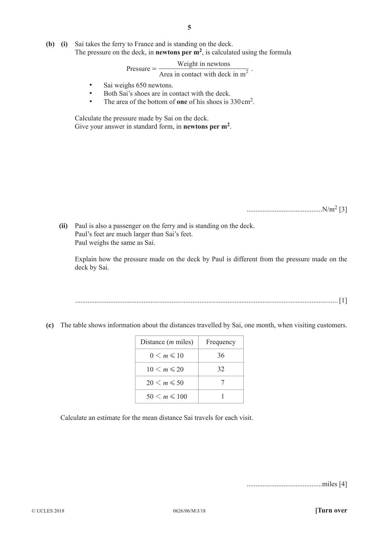 Cambridge IGCSE Mathematics (9-1) (UK only) 0626 2018 May/June Paper 6 · Variant 0 question paper, page 5 of 20