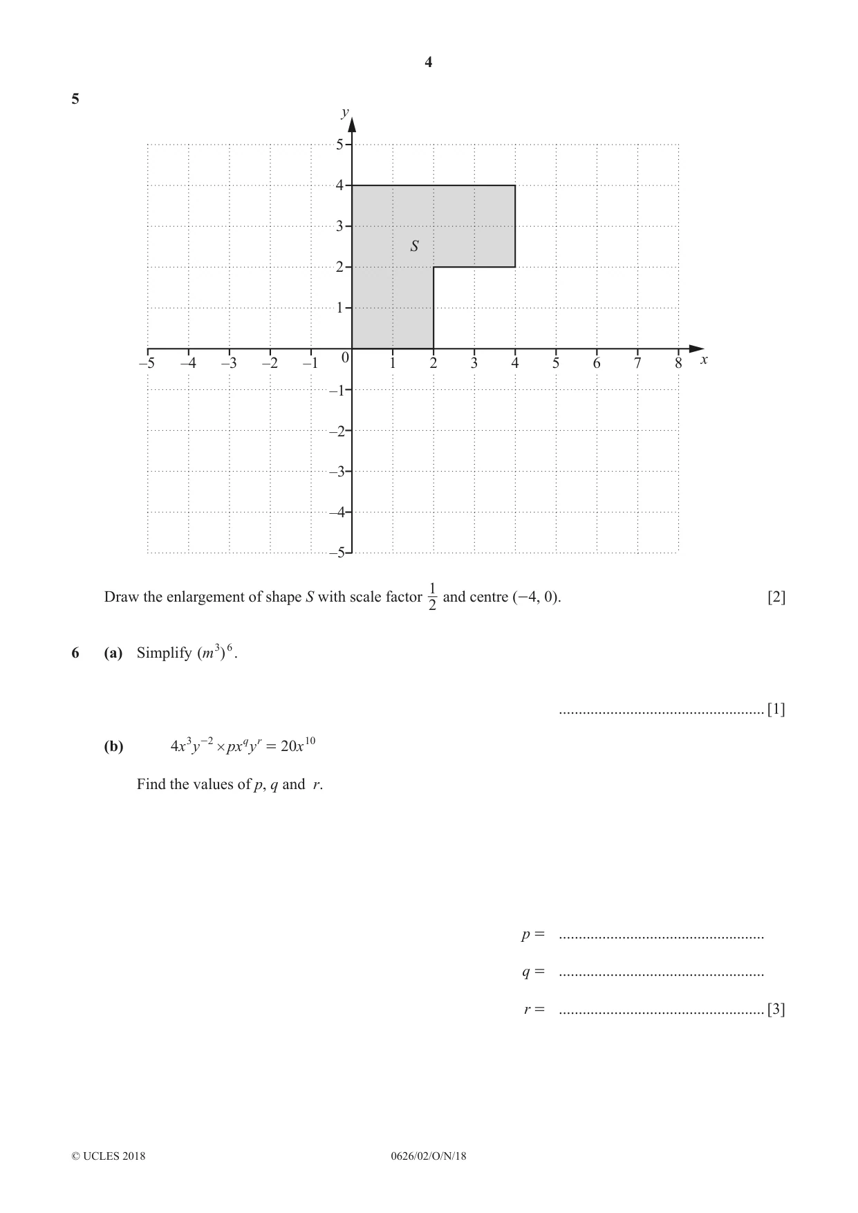Cambridge IGCSE Mathematics (9-1) (UK only) 0626 2018 Oct/Nov Paper 2 · Variant 0 question paper, page 4 of 12