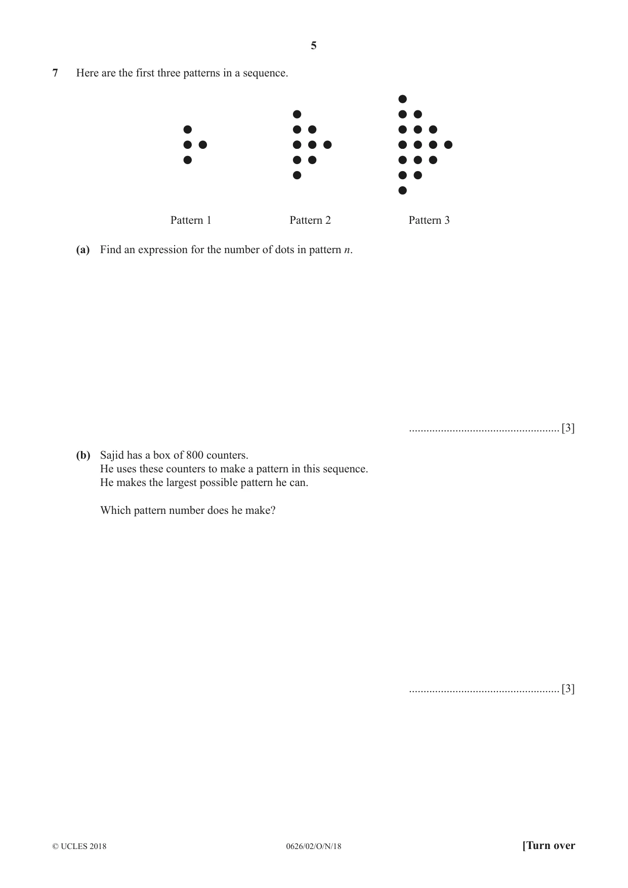 Cambridge IGCSE Mathematics (9-1) (UK only) 0626 2018 Oct/Nov Paper 2 · Variant 0 question paper, page 5 of 12