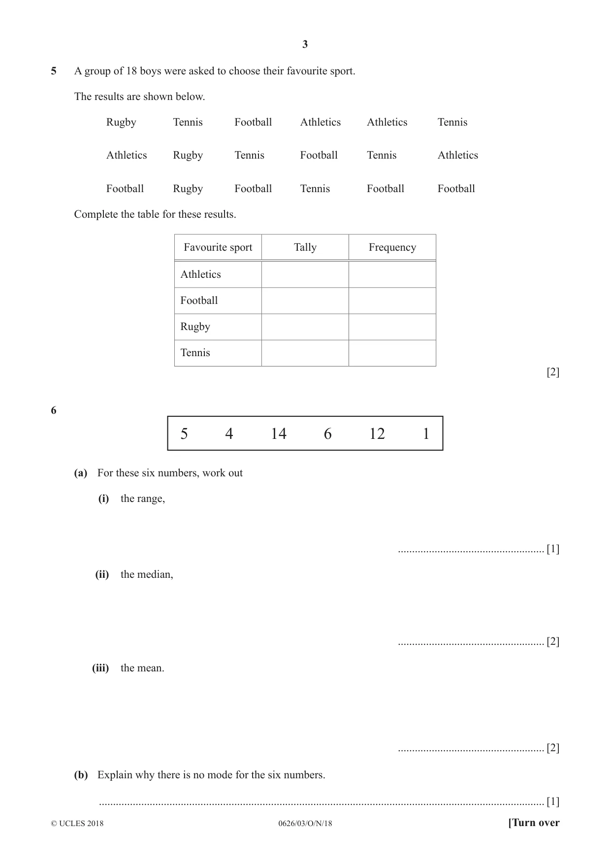 Cambridge IGCSE Mathematics (9-1) (UK only) 0626 2018 Oct/Nov Paper 3 · Variant 0 question paper, page 3 of 16