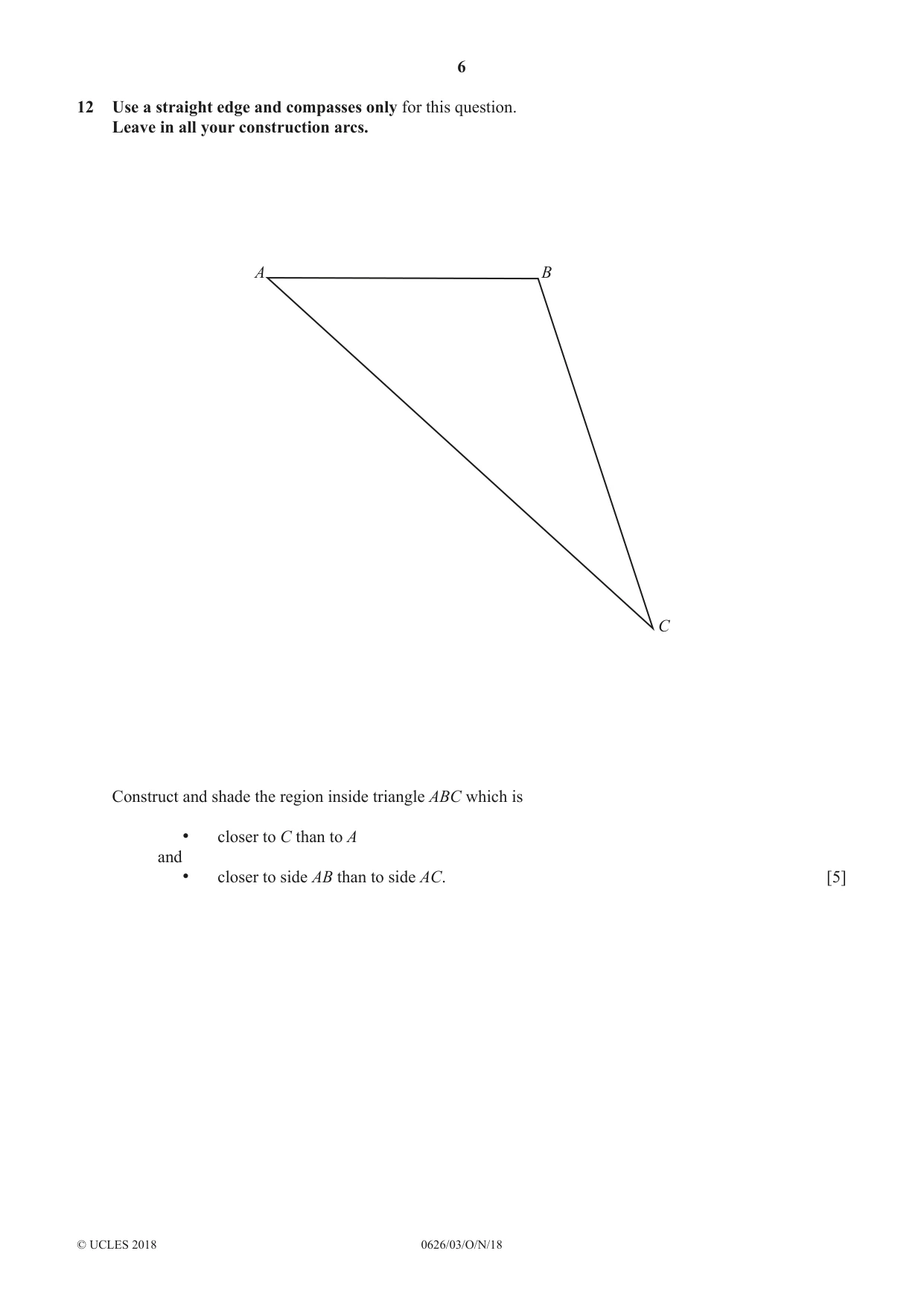 Cambridge IGCSE Mathematics (9-1) (UK only) 0626 2018 Oct/Nov Paper 3 · Variant 0 question paper, page 6 of 16