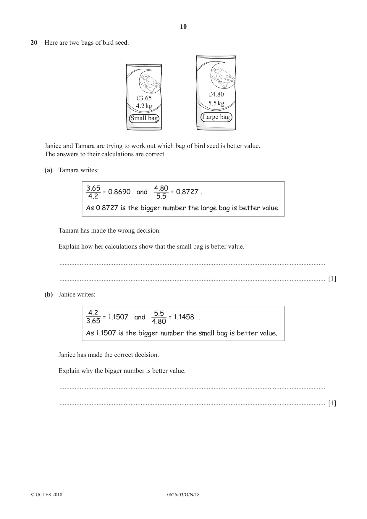 Cambridge IGCSE Mathematics (9-1) (UK only) 0626 2018 Oct/Nov Paper 3 · Variant 0 question paper, page 10 of 16