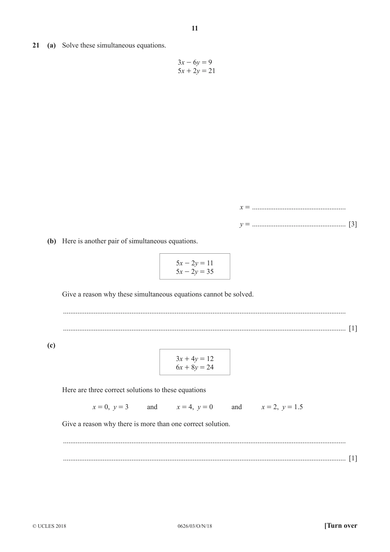 Cambridge IGCSE Mathematics (9-1) (UK only) 0626 2018 Oct/Nov Paper 3 · Variant 0 question paper, page 11 of 16