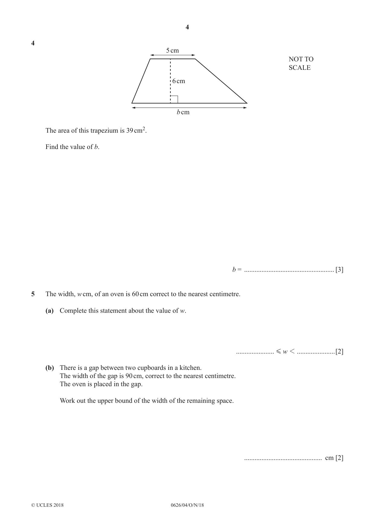 Cambridge IGCSE Mathematics (9-1) (UK only) 0626 2018 Oct/Nov Paper 4 · Variant 0 question paper, page 4 of 16