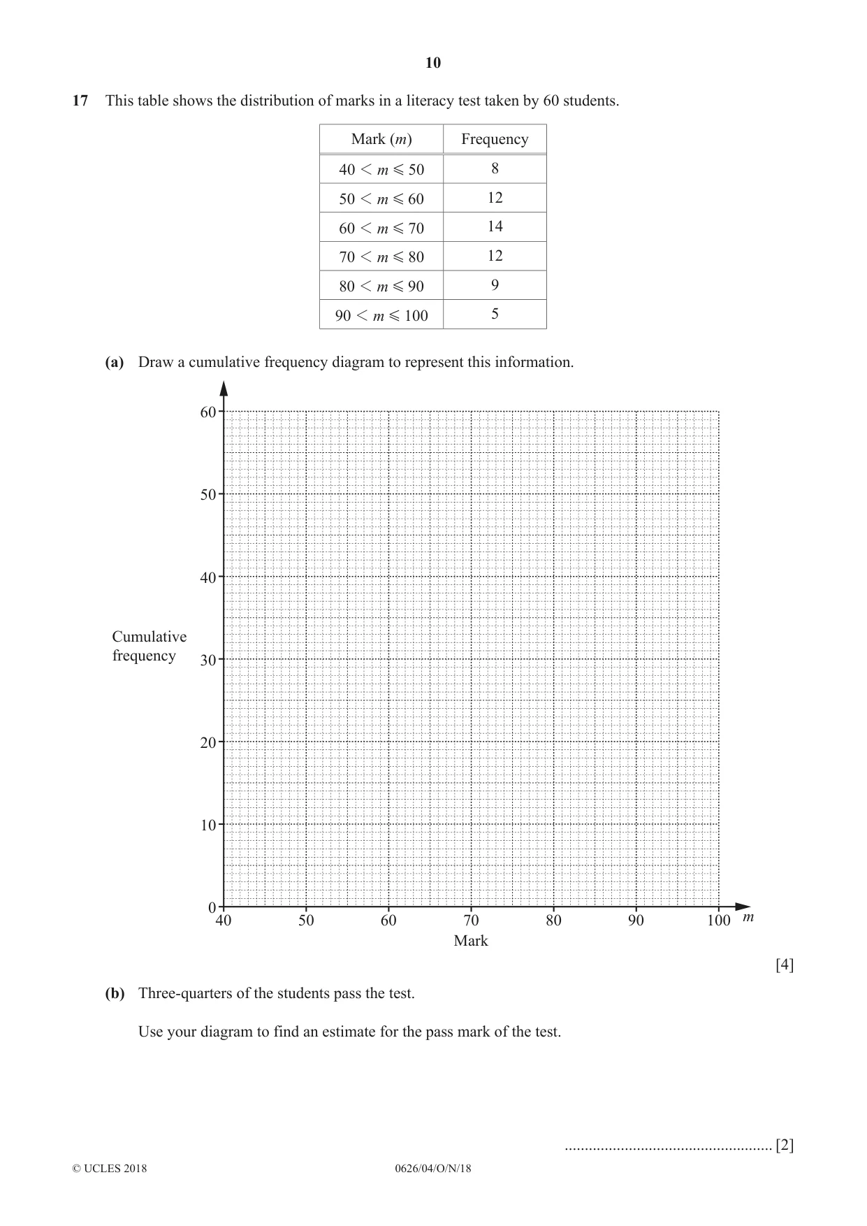 Cambridge IGCSE Mathematics (9-1) (UK only) 0626 2018 Oct/Nov Paper 4 · Variant 0 question paper, page 10 of 16