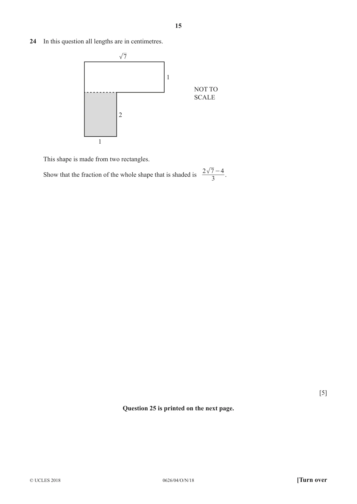 Cambridge IGCSE Mathematics (9-1) (UK only) 0626 2018 Oct/Nov Paper 4 · Variant 0 question paper, page 15 of 16