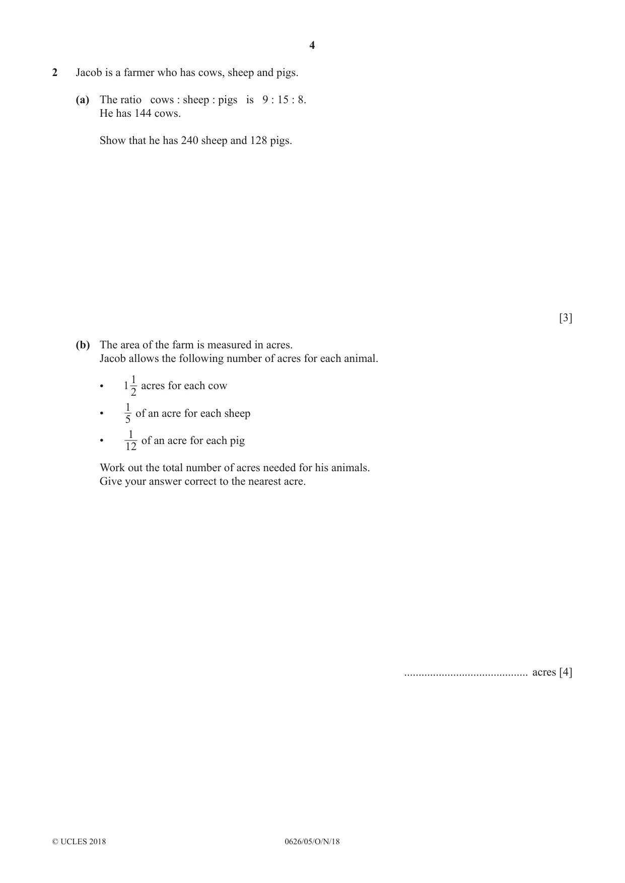 Cambridge IGCSE Mathematics (9-1) (UK only) 0626 2018 Oct/Nov Paper 5 · Variant 0 question paper, page 4 of 20