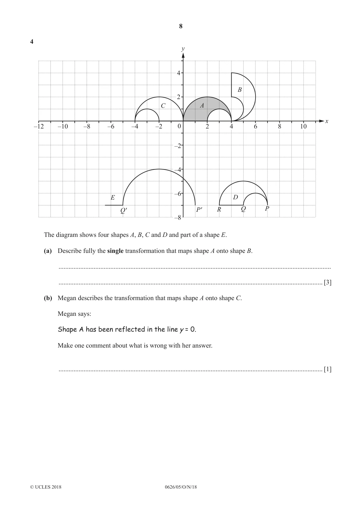 Cambridge IGCSE Mathematics (9-1) (UK only) 0626 2018 Oct/Nov Paper 5 · Variant 0 question paper, page 8 of 20