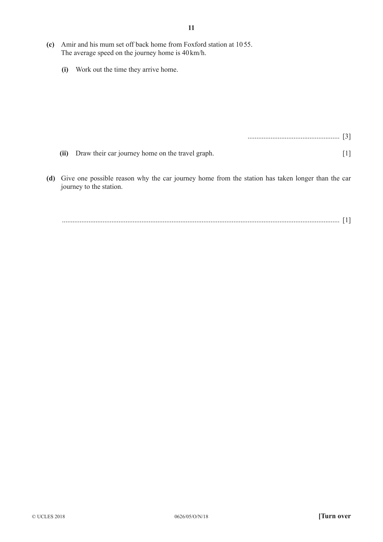 Cambridge IGCSE Mathematics (9-1) (UK only) 0626 2018 Oct/Nov Paper 5 · Variant 0 question paper, page 11 of 20