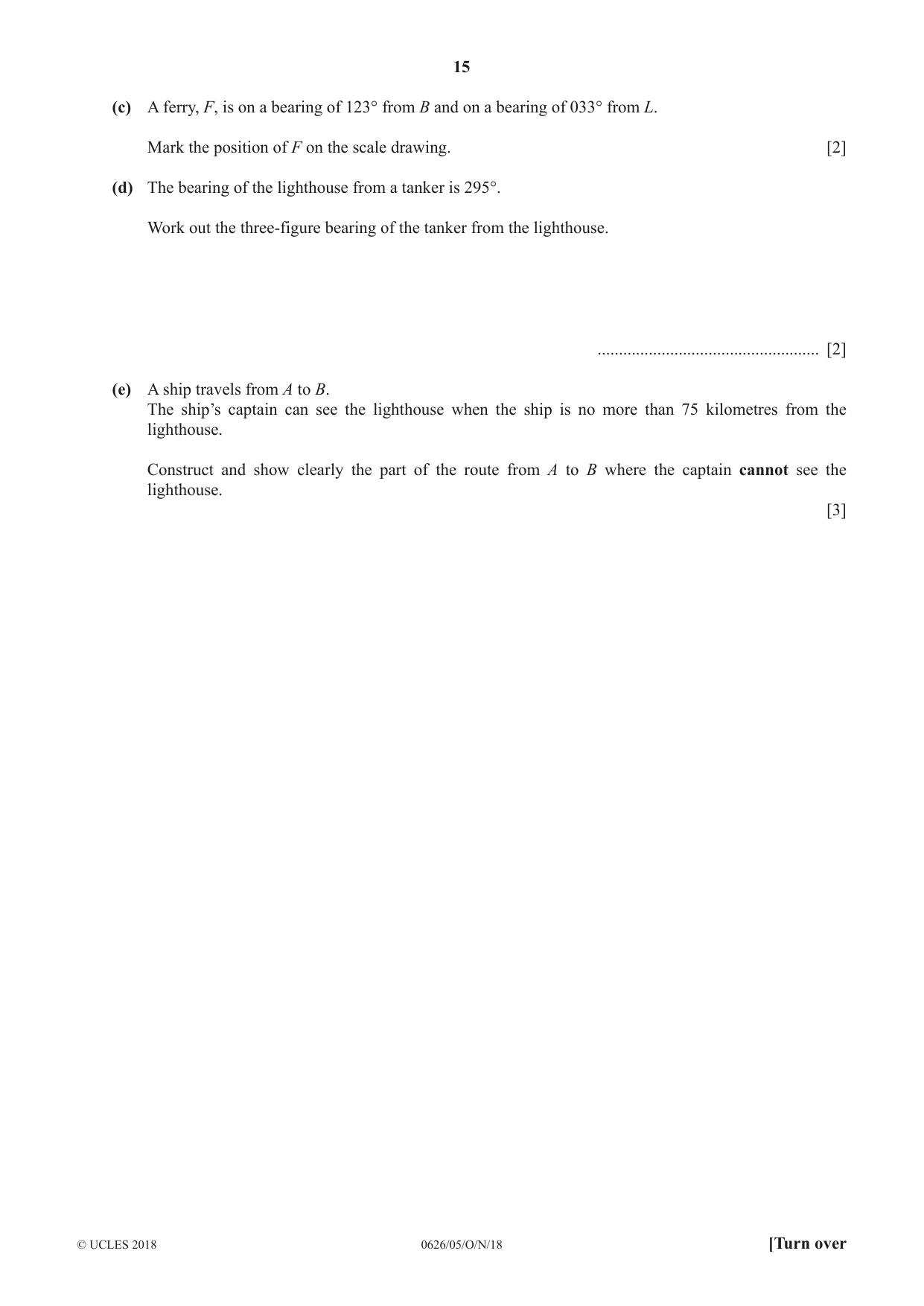 Cambridge IGCSE Mathematics (9-1) (UK only) 0626 2018 Oct/Nov Paper 5 · Variant 0 question paper, page 15 of 20