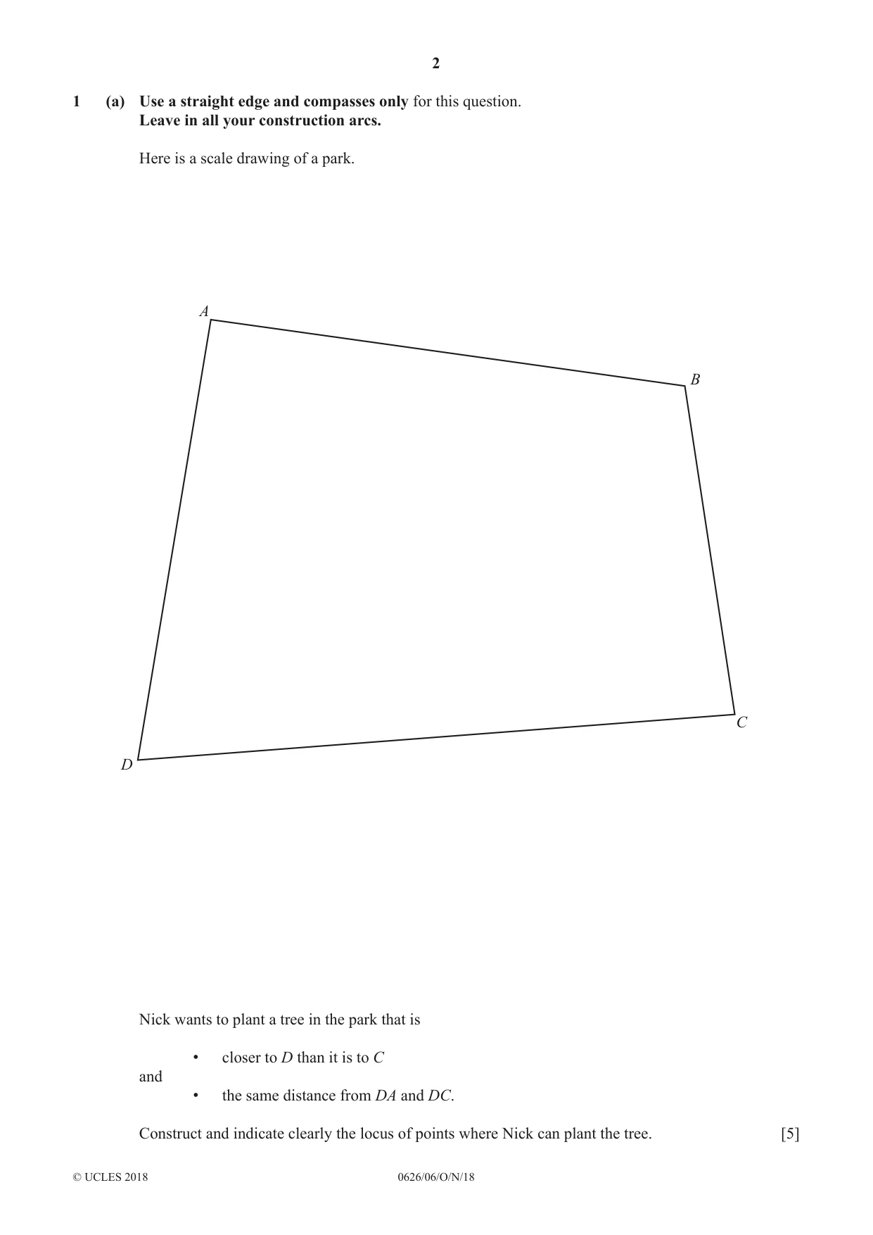 Cambridge IGCSE Mathematics (9-1) (UK only) 0626 2018 Oct/Nov Paper 6 · Variant 0 question paper, page 2 of 16