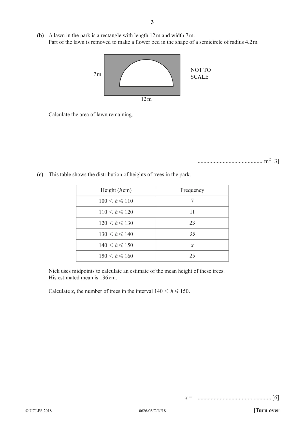 Cambridge IGCSE Mathematics (9-1) (UK only) 0626 2018 Oct/Nov Paper 6 · Variant 0 question paper, page 3 of 16
