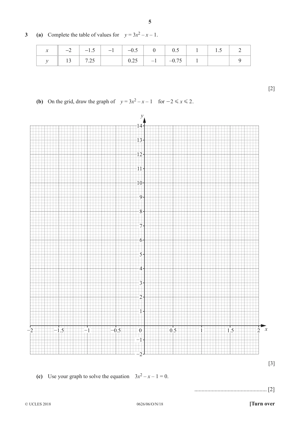 Cambridge IGCSE Mathematics (9-1) (UK only) 0626 2018 Oct/Nov Paper 6 · Variant 0 question paper, page 5 of 16