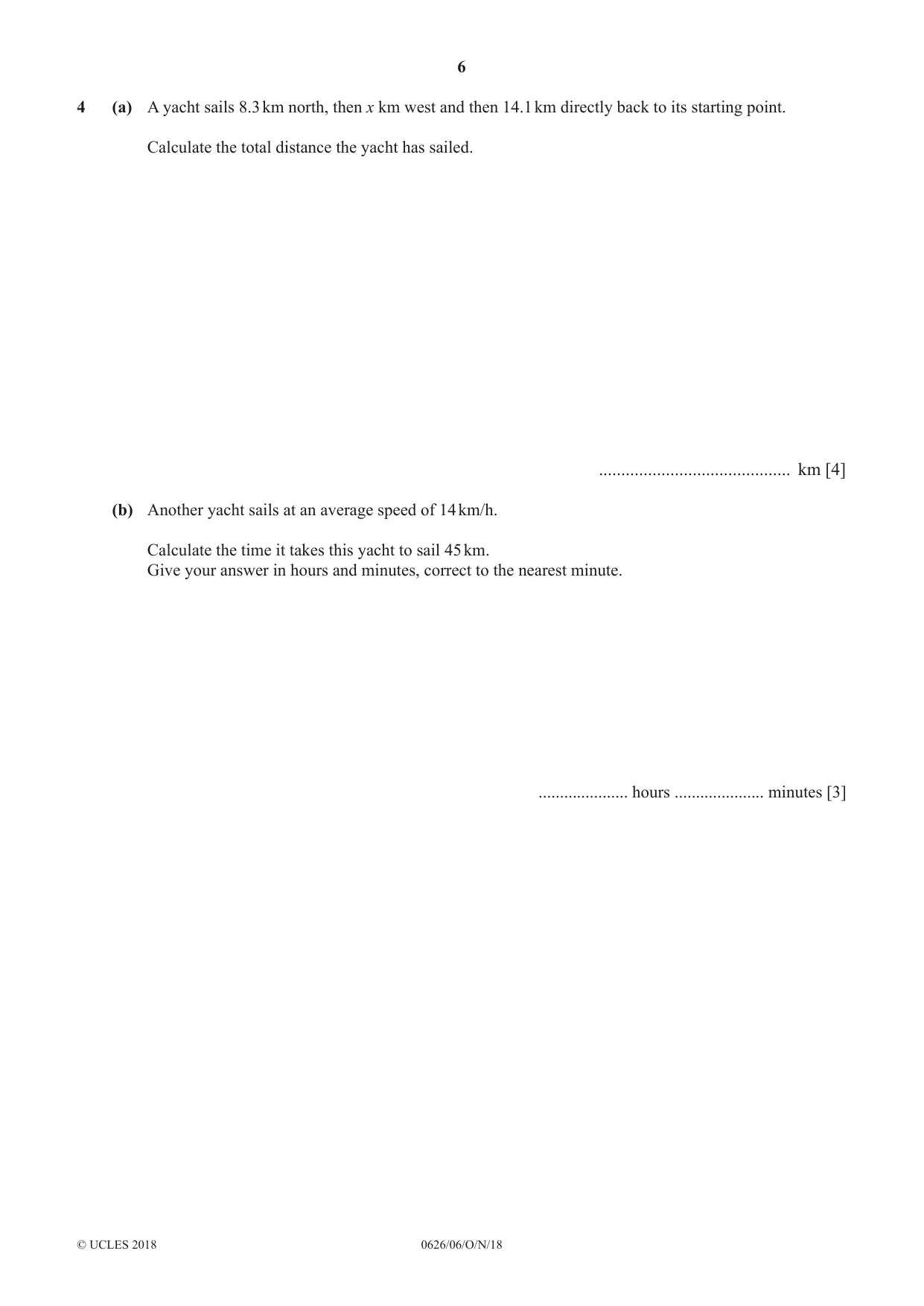 Cambridge IGCSE Mathematics (9-1) (UK only) 0626 2018 Oct/Nov Paper 6 · Variant 0 question paper, page 6 of 16