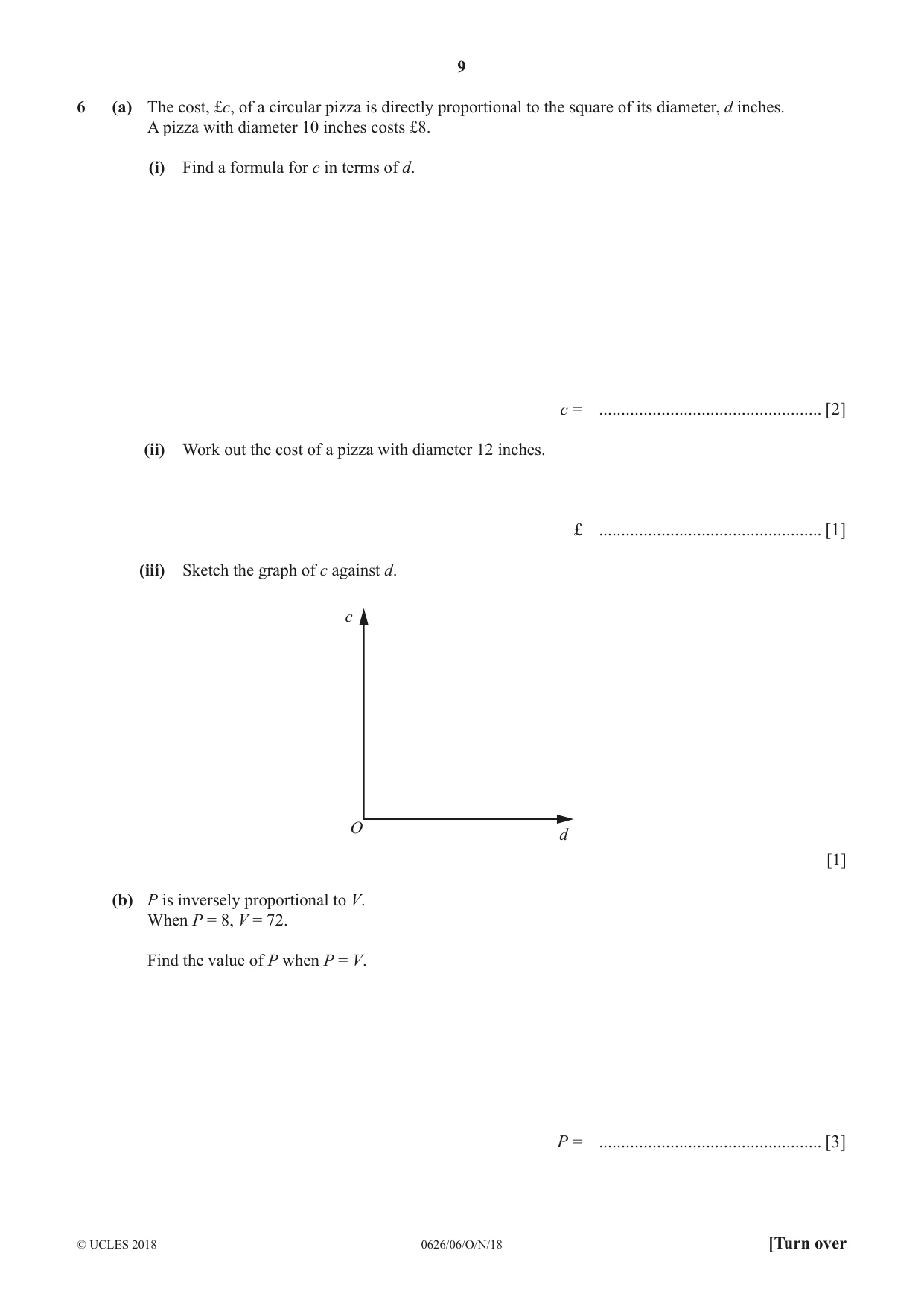 Cambridge IGCSE Mathematics (9-1) (UK only) 0626 2018 Oct/Nov Paper 6 · Variant 0 question paper, page 9 of 16